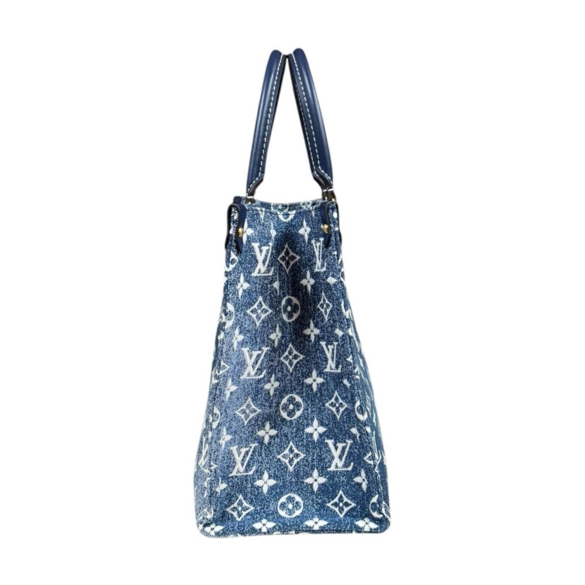 Louis Vuitton Louis Vuitton OnTheGo MM Monogram Jacquard Denim Shoulder Bag, M59608, Blue, Women's, 2-way Size ONE SIZE - 4 Thumbnail