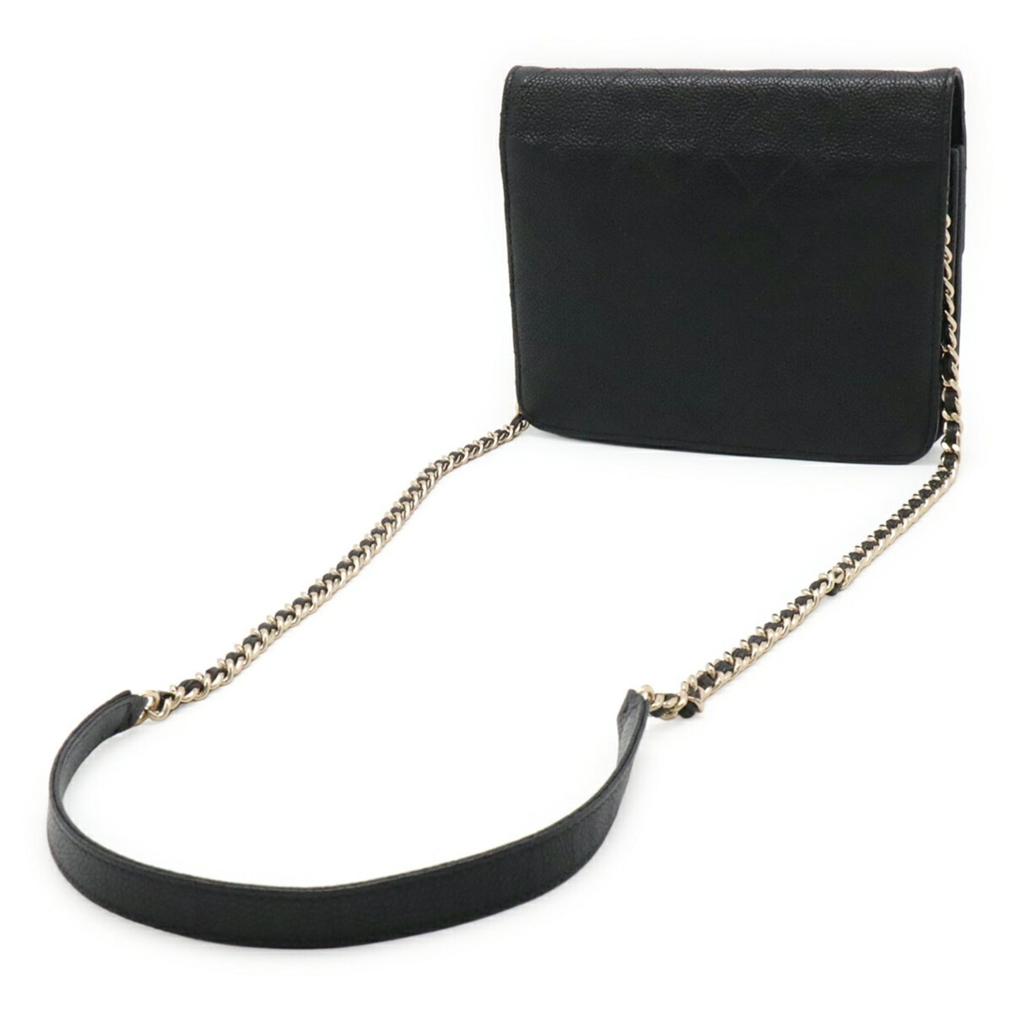 Chanel CHANEL Matelassé Wallet Chain Shoulder Bag Pouch Caviar Leather Black Size ONE SIZE - 3 Thumbnail