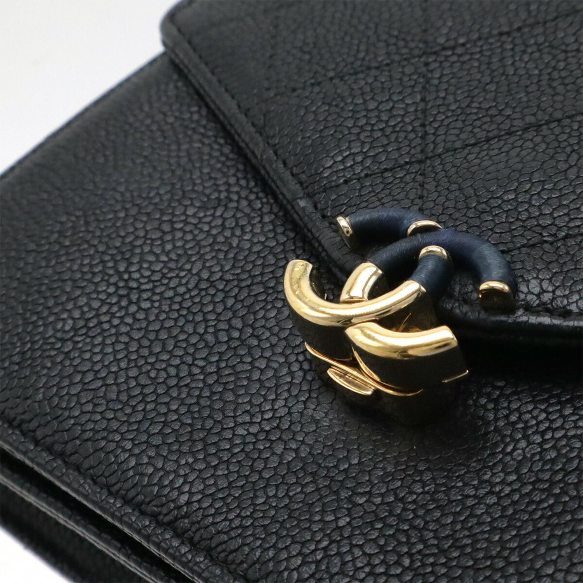 Chanel CHANEL Matelassé Wallet Chain Shoulder Bag Pouch Caviar Leather Black Size ONE SIZE - 5 Thumbnail