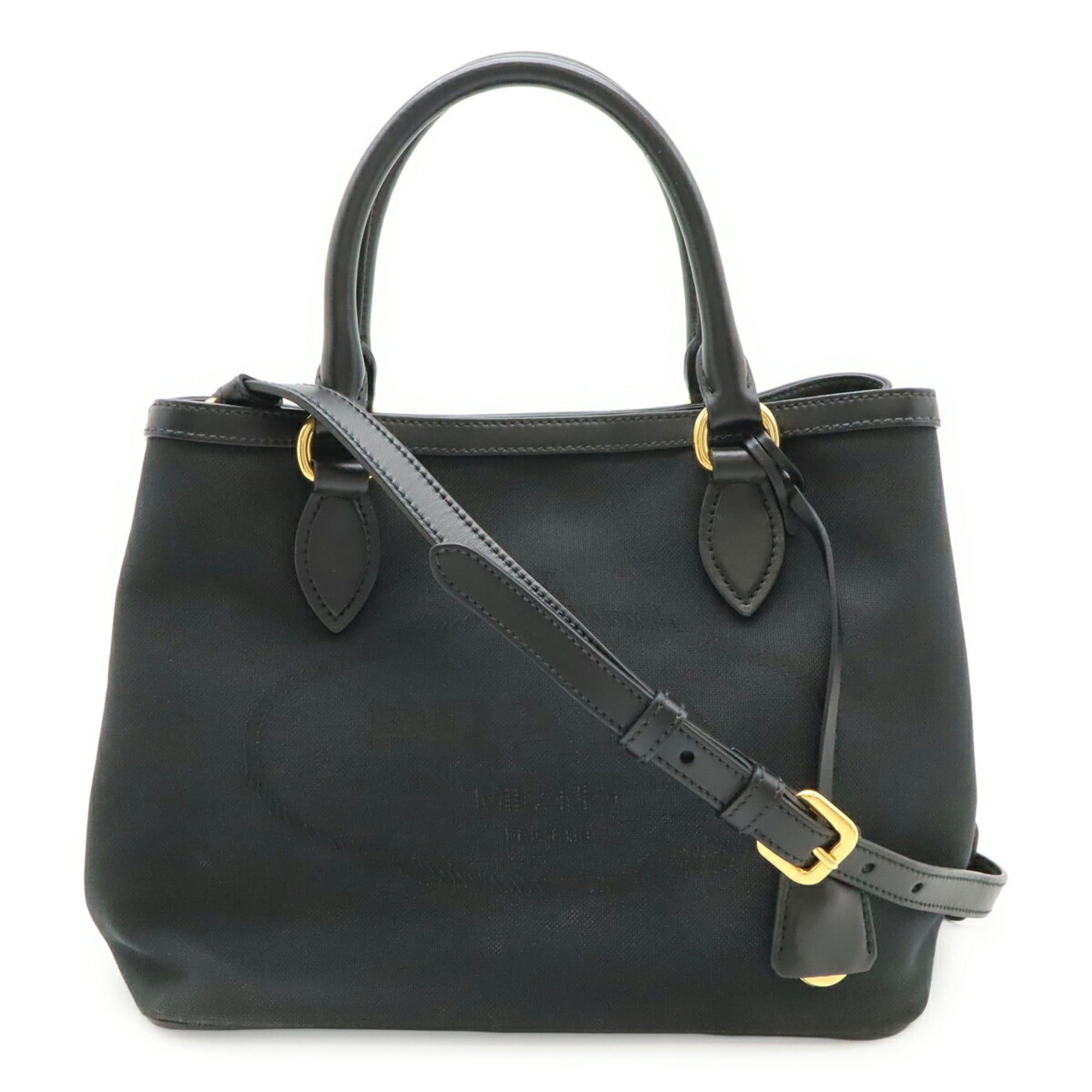 Prada PRADA Jacquard Handbag Tote Shoulder Bag Canvas Leather NERO Black 1BA579 Size ONE SIZE - 2 Thumbnail