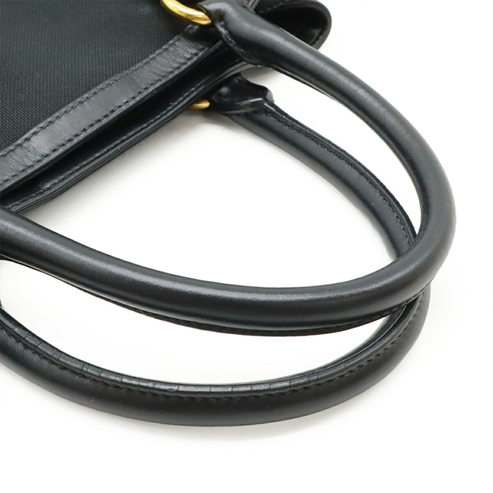 Prada PRADA Jacquard Handbag Tote Shoulder Bag Canvas Leather NERO Black 1BA579 Size ONE SIZE - 6 Thumbnail