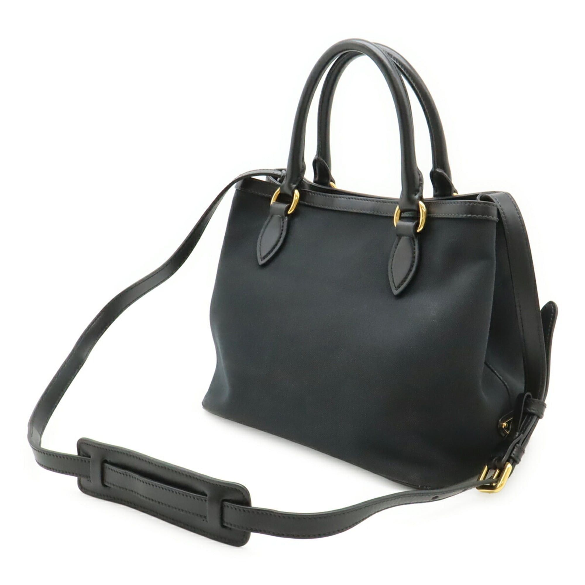 Prada PRADA Jacquard Handbag Tote Shoulder Bag Canvas Leather NERO Black 1BA579 Size ONE SIZE - 3 Thumbnail