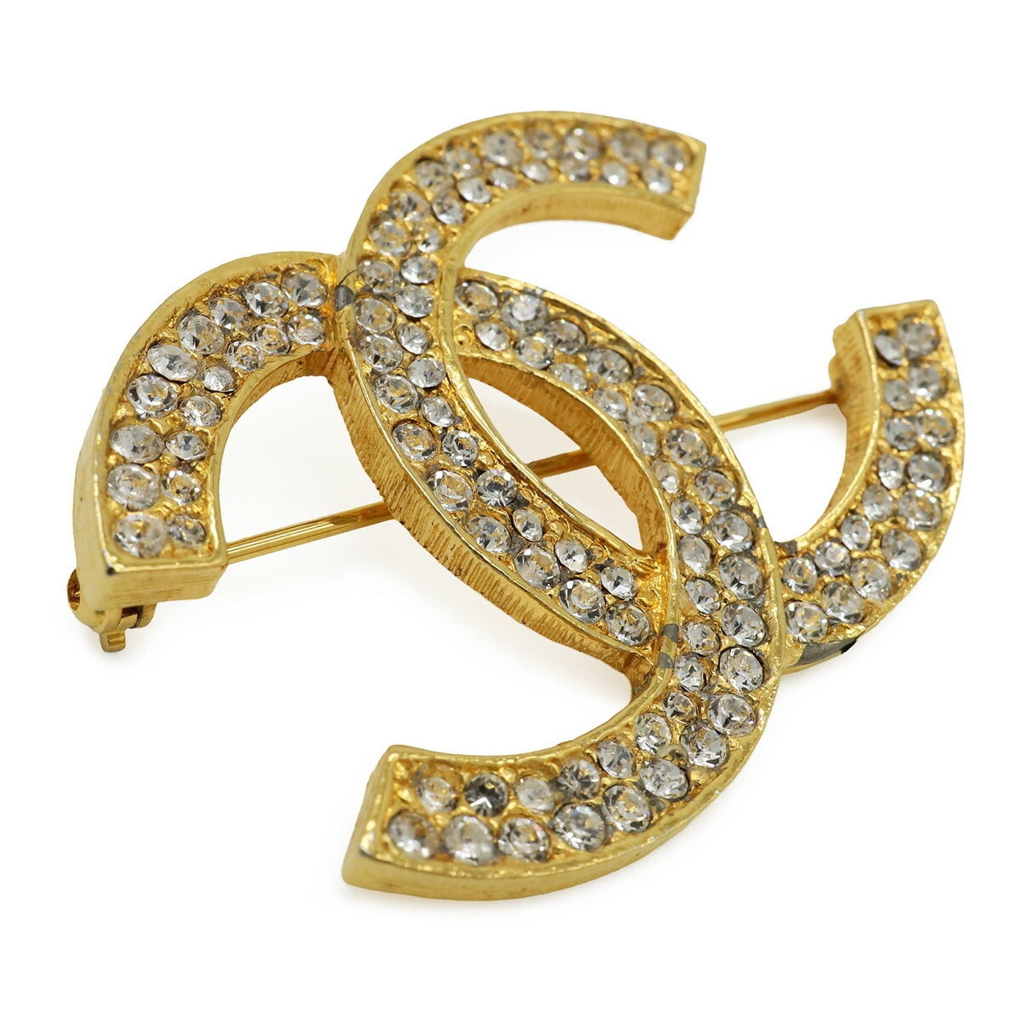 Chanel CHANEL Coco Mark Large Rhinestone Brooch GP Gold Size ONE SIZE - 4 Thumbnail