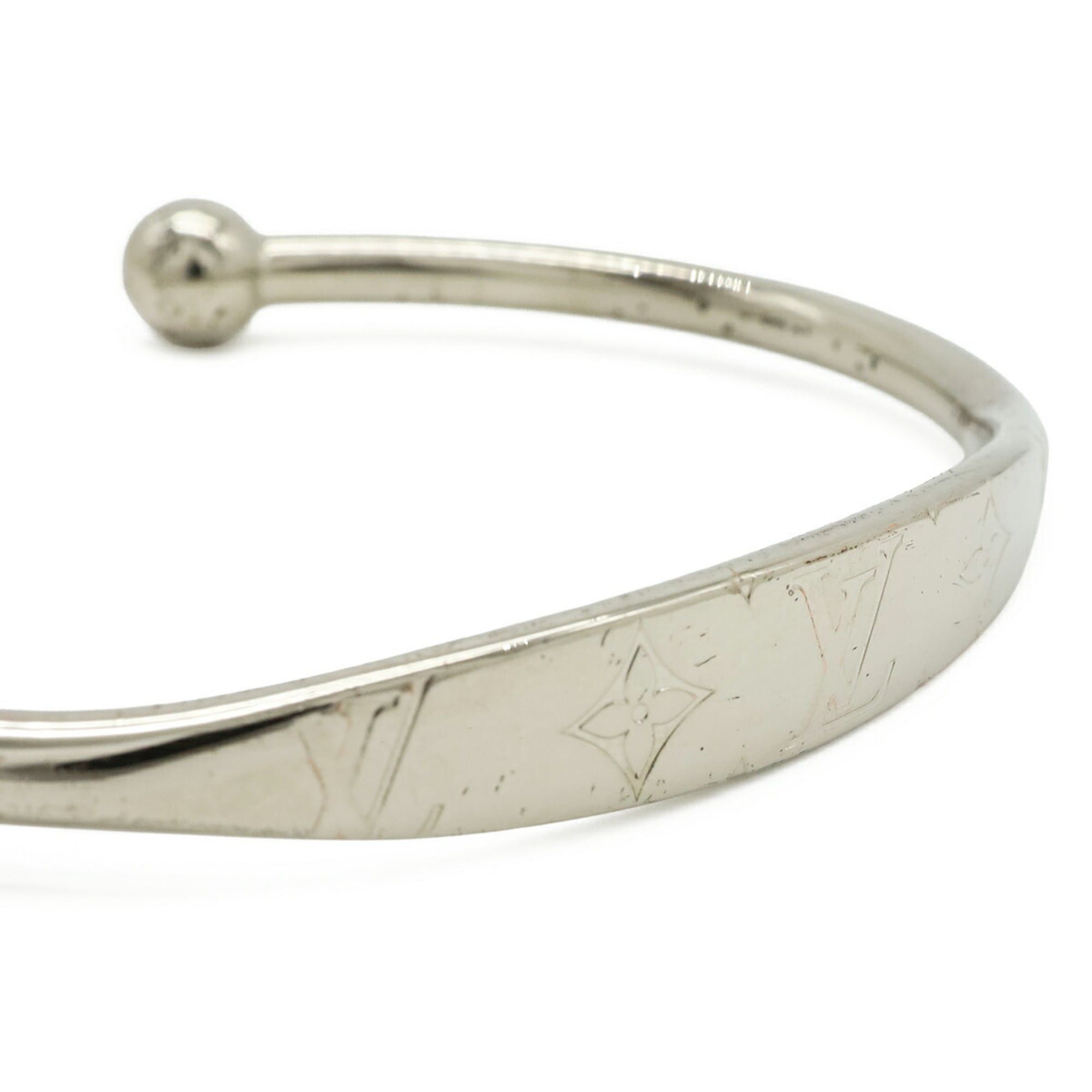 Louis Vuitton Louis Vuitton Jonc Monogram Bracelet Bangle Metal Silver L Size M64840 Size ONE SIZE - 4 Thumbnail