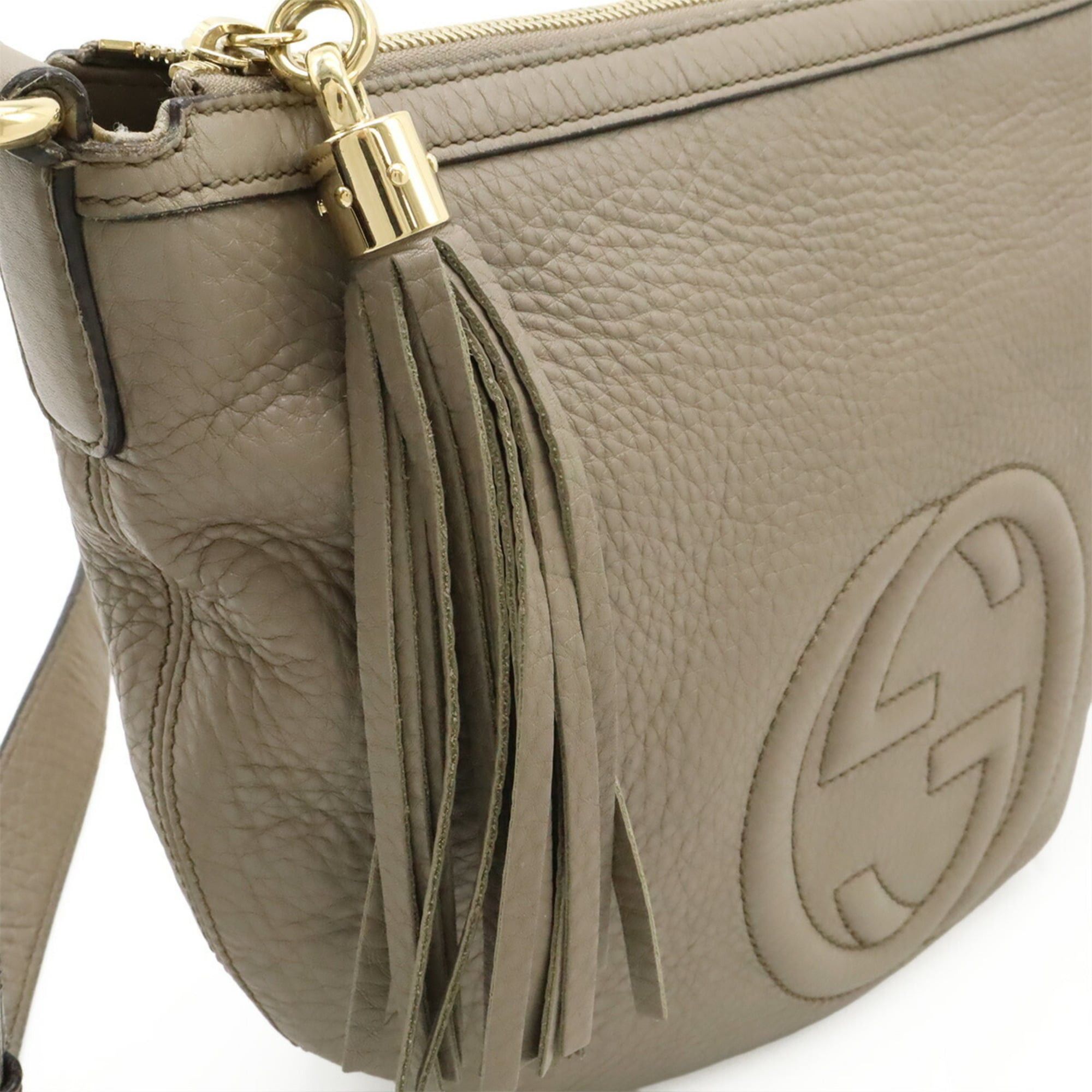 Gucci GUCCI Soho Interlocking G Tassel Shoulder Bag, Leather, Greige, 308361 Size ONE SIZE - 7 Thumbnail