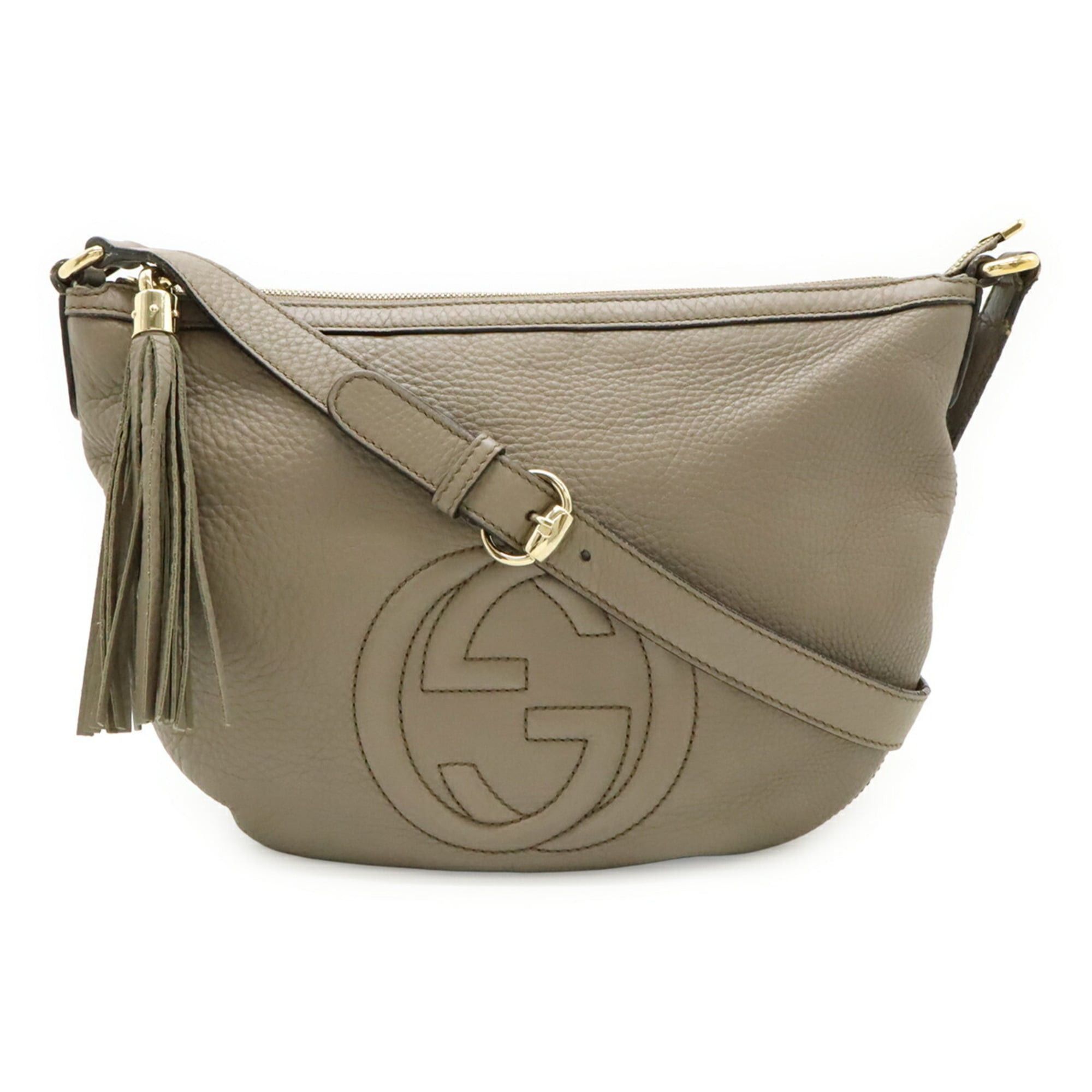 Gucci GUCCI Soho Interlocking G Tassel Shoulder Bag, Leather, Greige, 308361 Size ONE SIZE - 2 Thumbnail