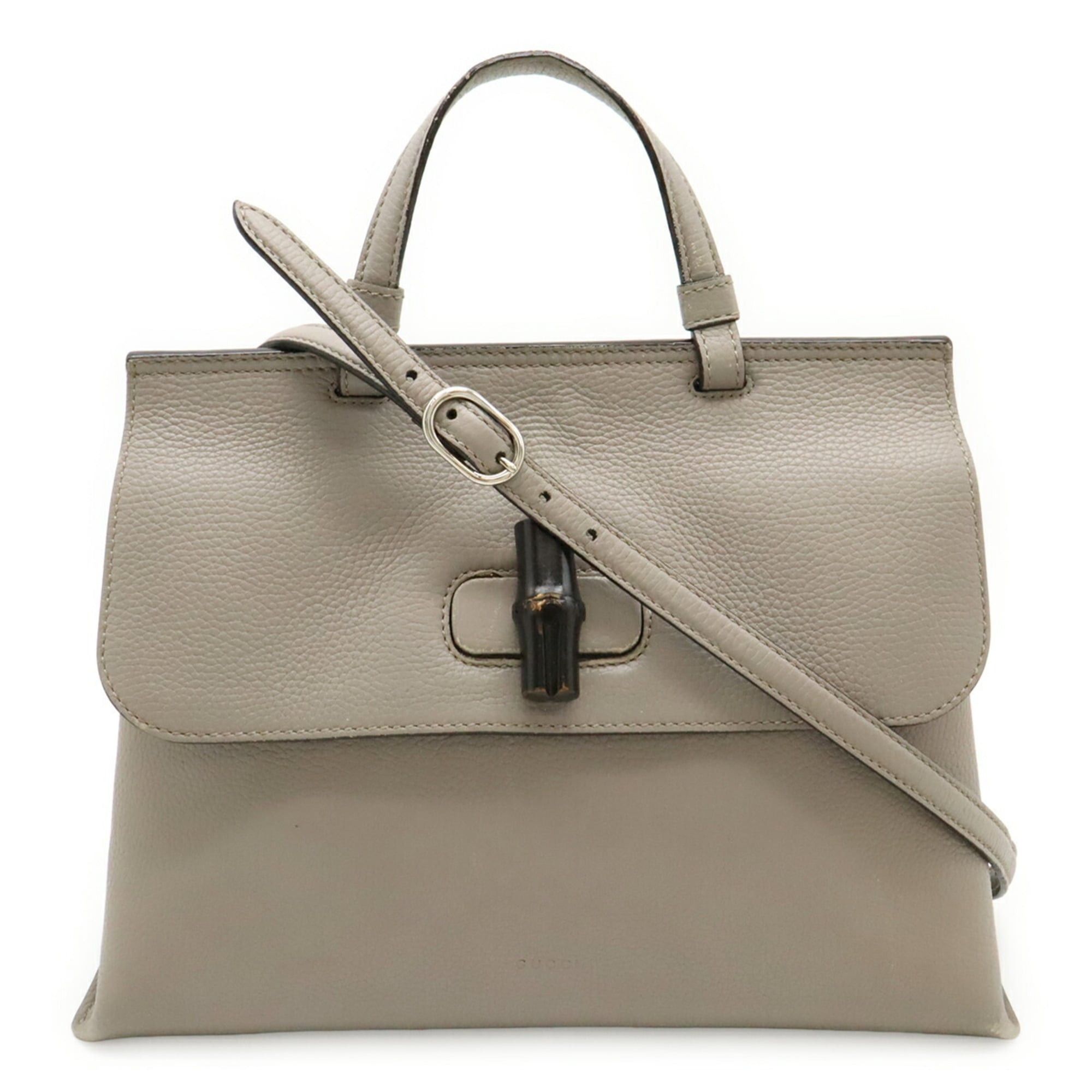 Gucci GUCCI Bamboo Daily Medium Handbag, Shoulder Bag, Leather, Gray, 392013 Size ONE SIZE - 2 Thumbnail
