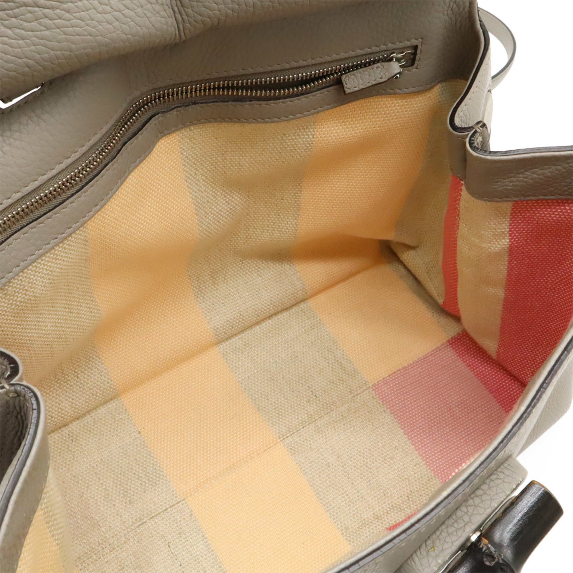 Gucci GUCCI Bamboo Daily Medium Handbag, Shoulder Bag, Leather, Gray, 392013 Size ONE SIZE - 7 Thumbnail