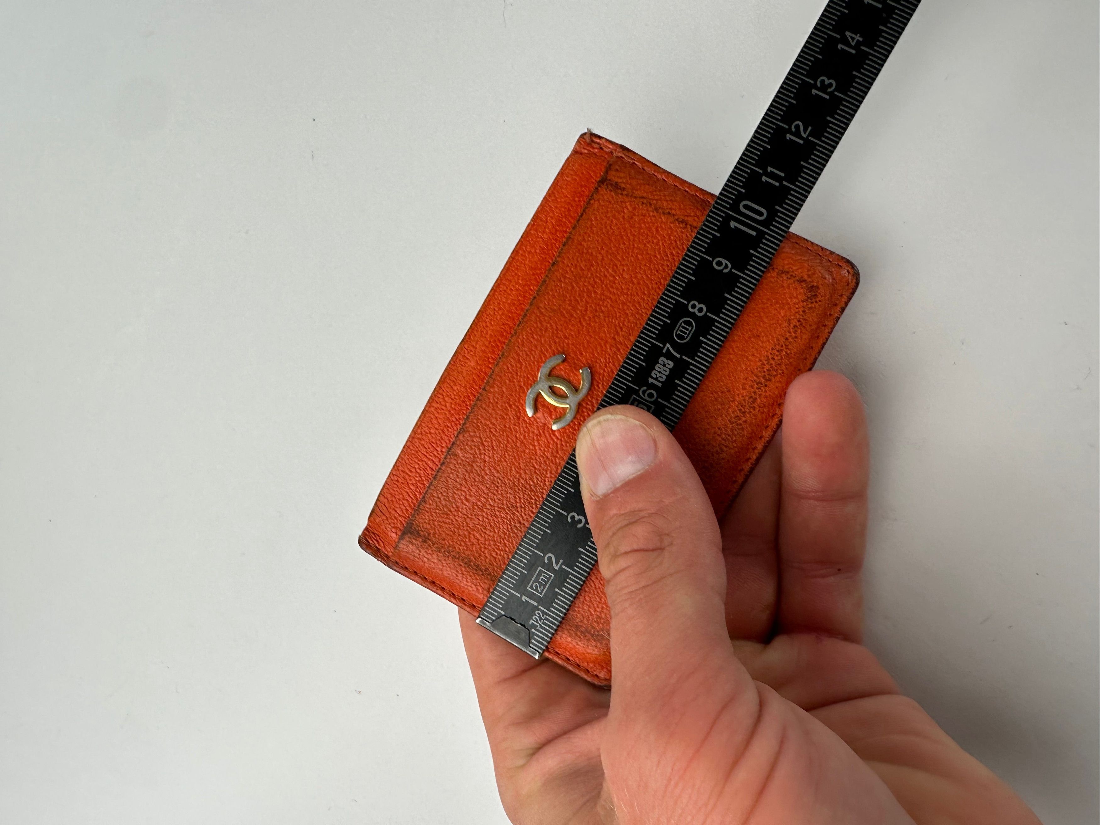 Chanel Vintage Leather Card Holder Orange Silver Size ONE SIZE - 6 Thumbnail