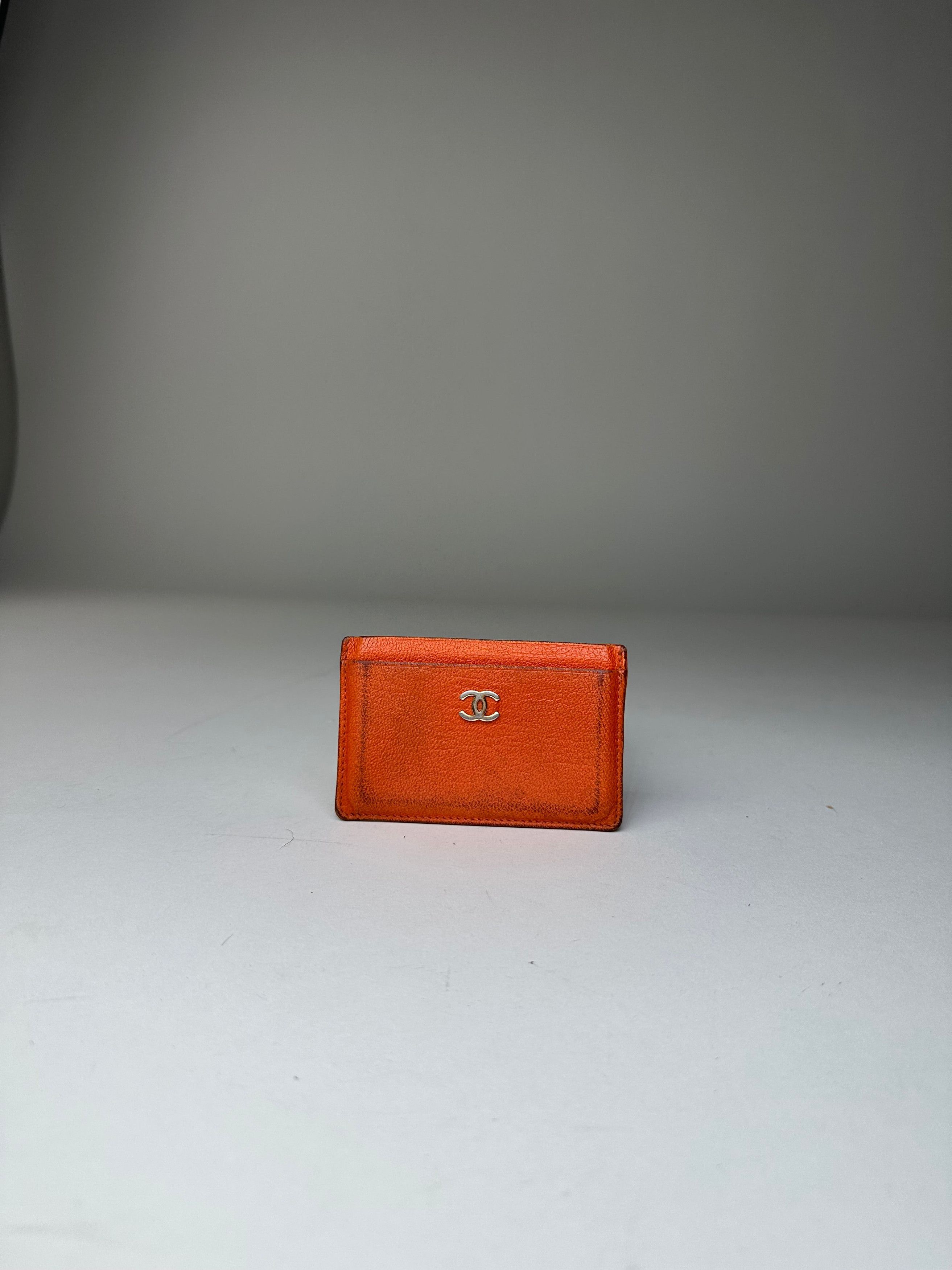 Chanel Vintage Leather Card Holder Orange Silver Size ONE SIZE - 8 Thumbnail