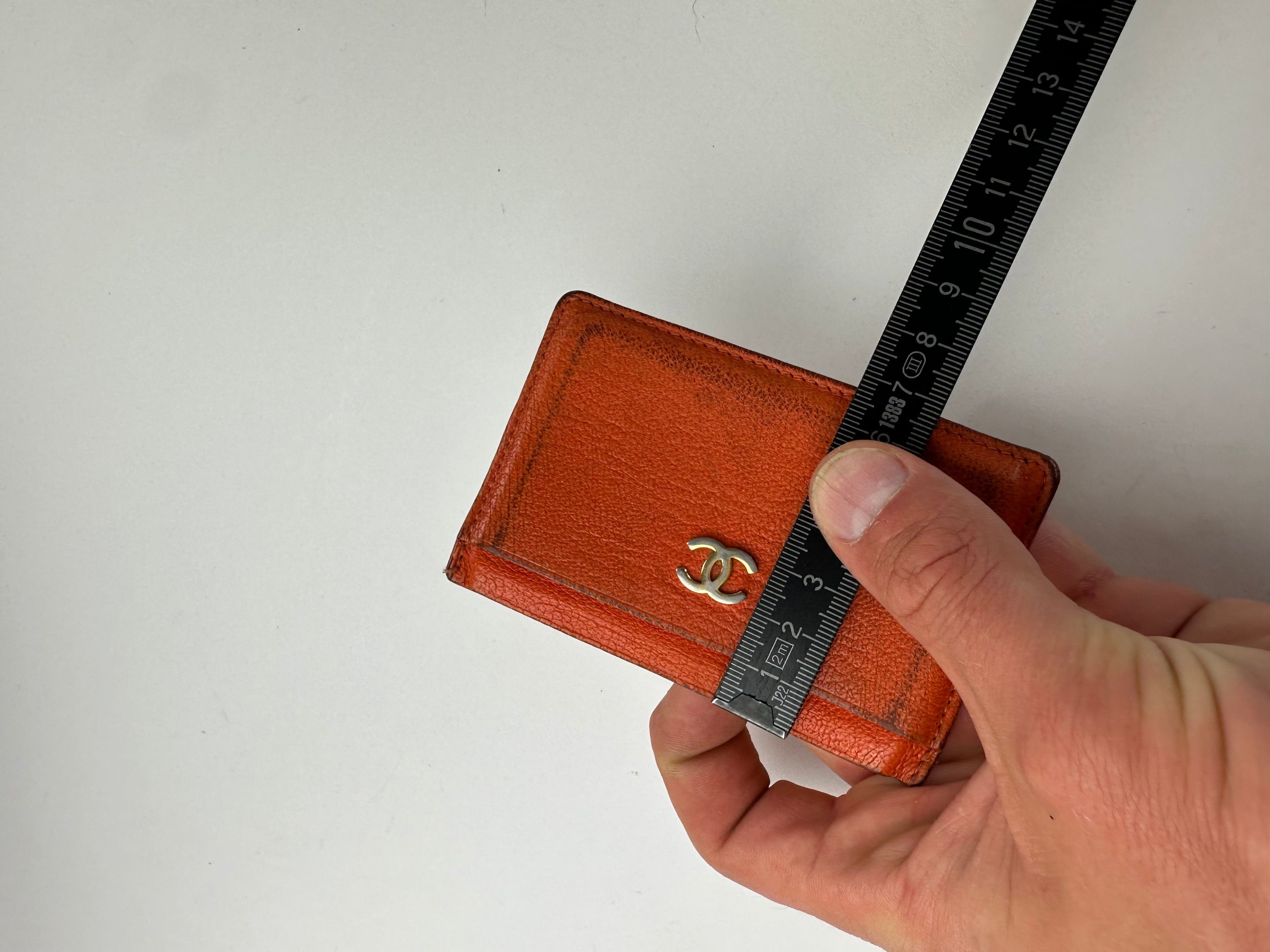 Chanel Vintage Leather Card Holder Orange Silver Size ONE SIZE - 7 Thumbnail