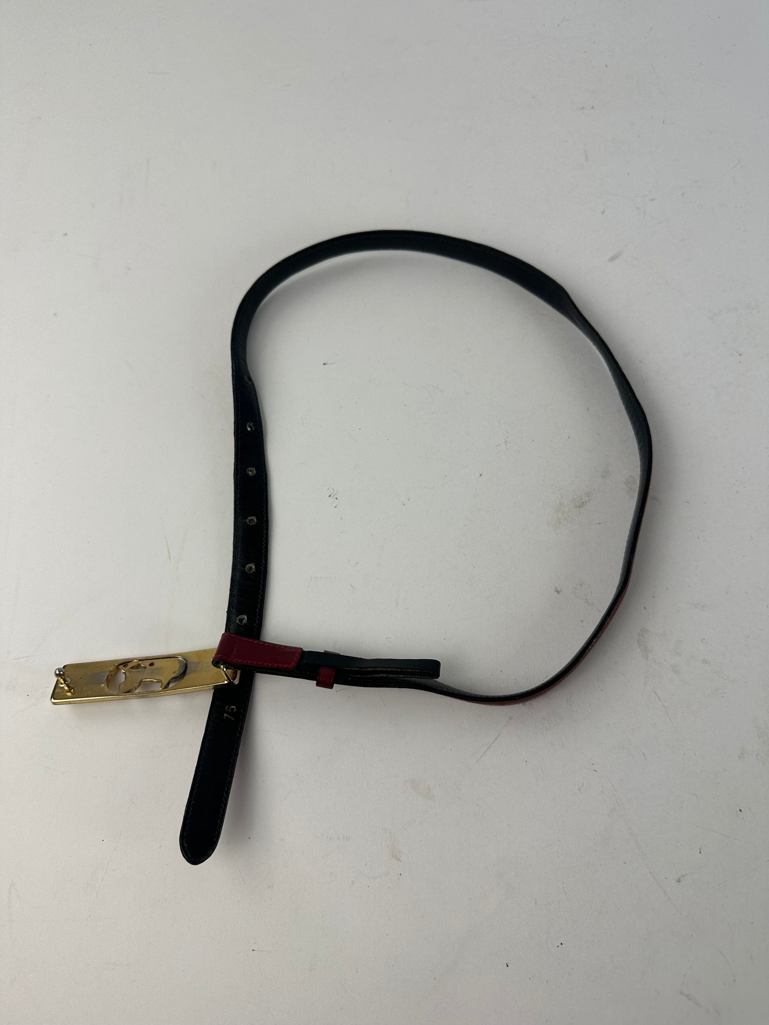 Celine Vintage Leather Belt Burgundy Size ONE SIZE - 8 Thumbnail