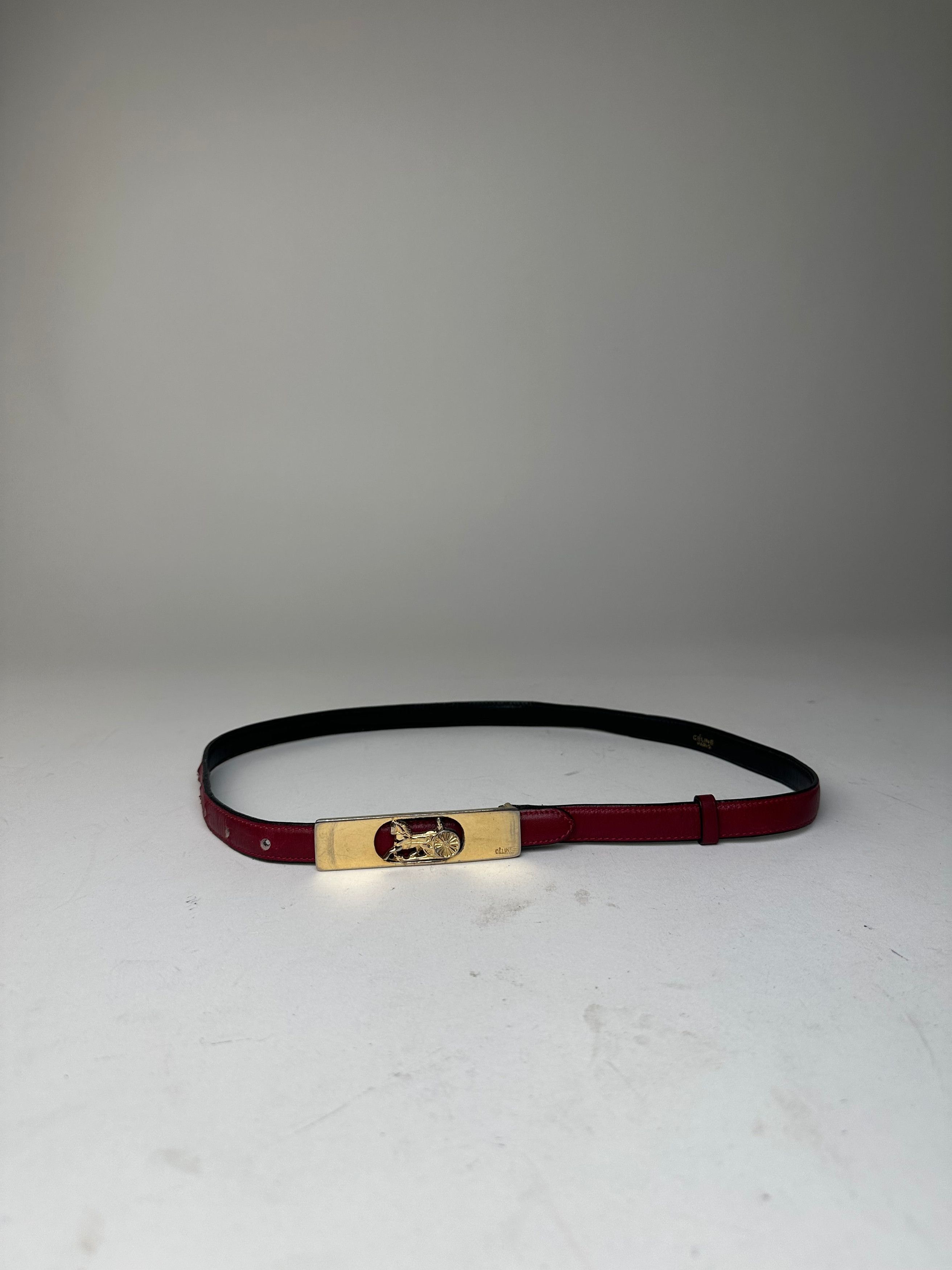 Celine Vintage Leather Belt Burgundy Size ONE SIZE - 7 Thumbnail