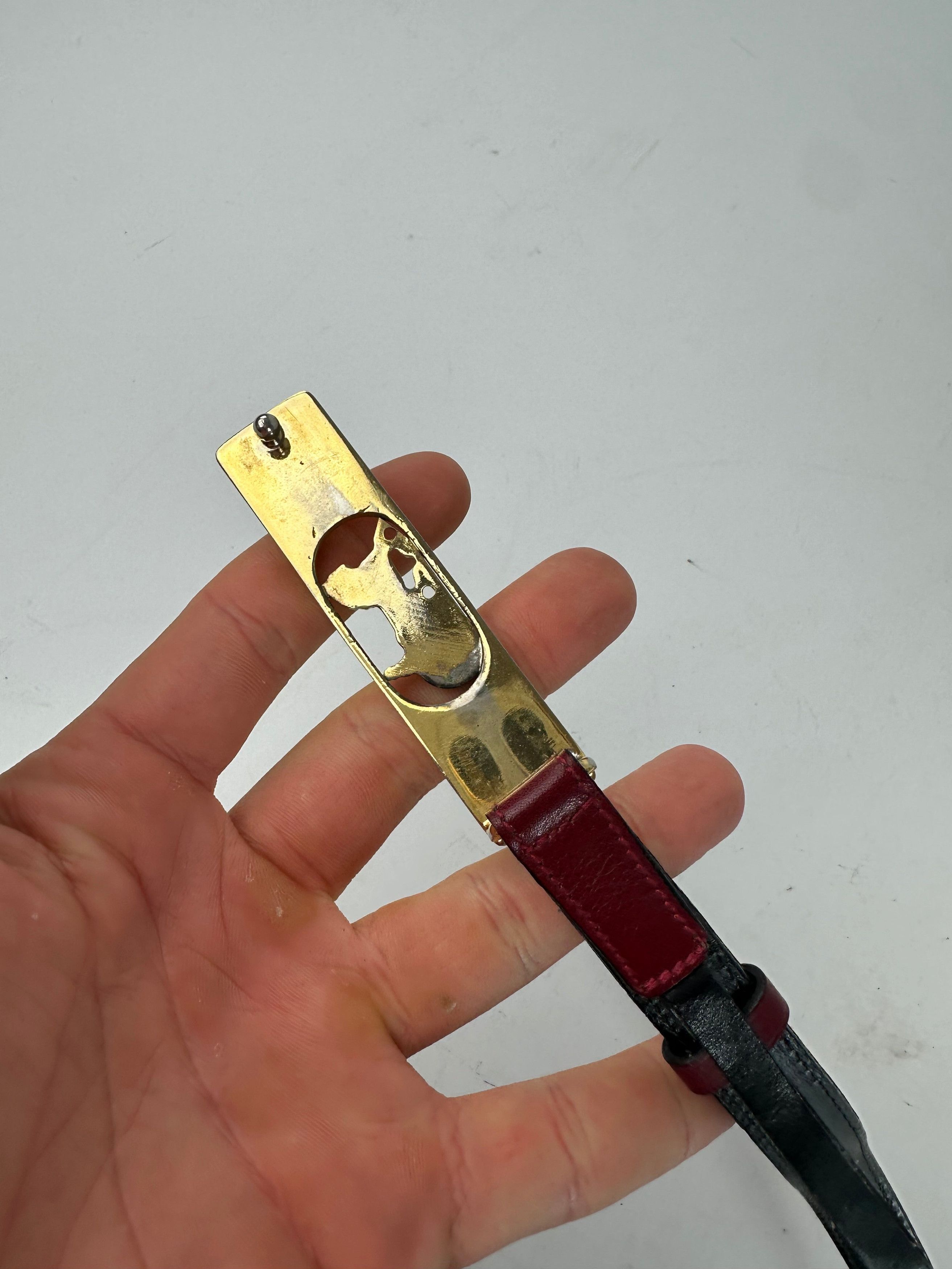Celine Vintage Leather Belt Burgundy Size ONE SIZE - 5 Thumbnail