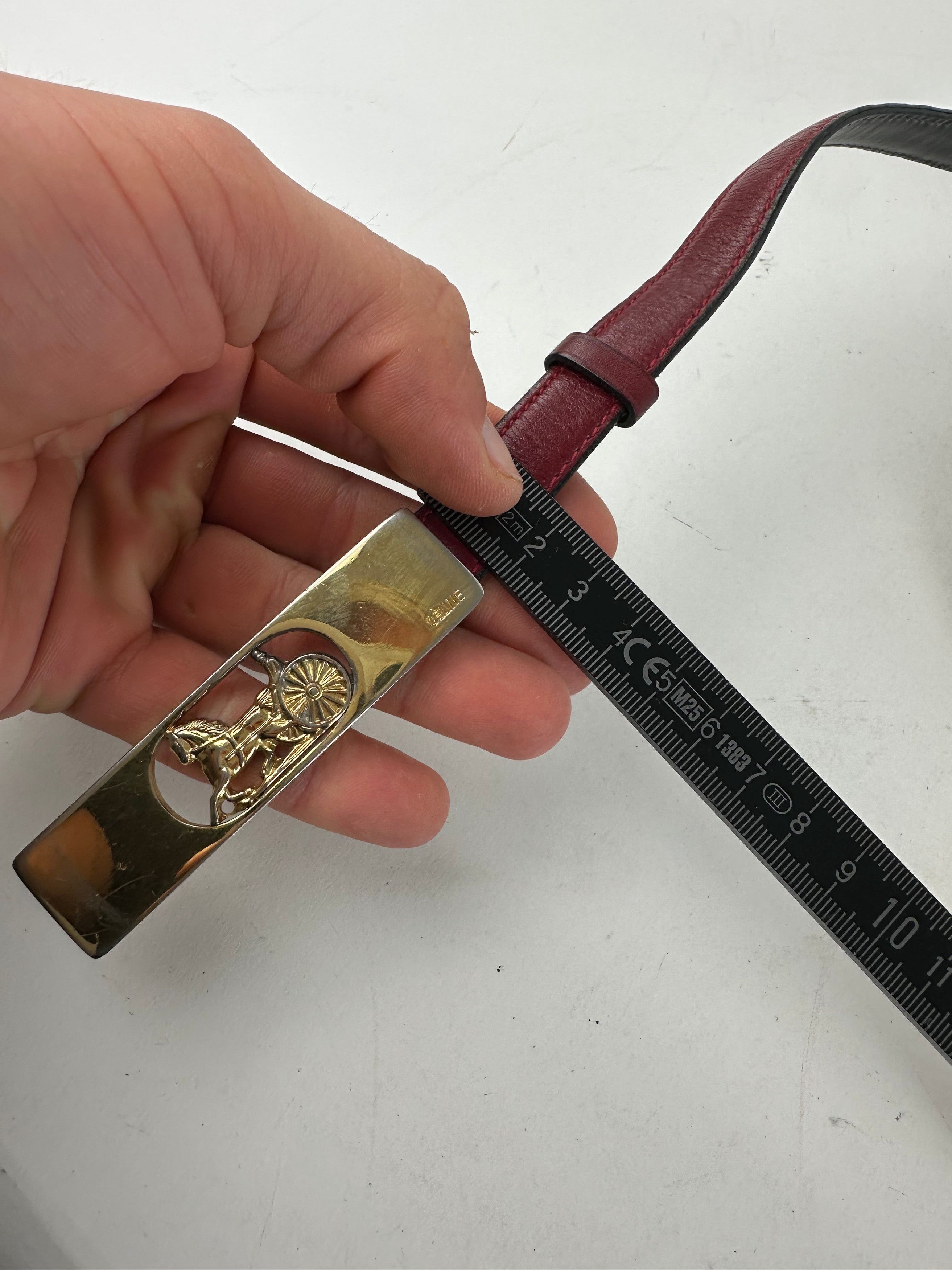 Celine Vintage Leather Belt Burgundy Size ONE SIZE - 11 Thumbnail