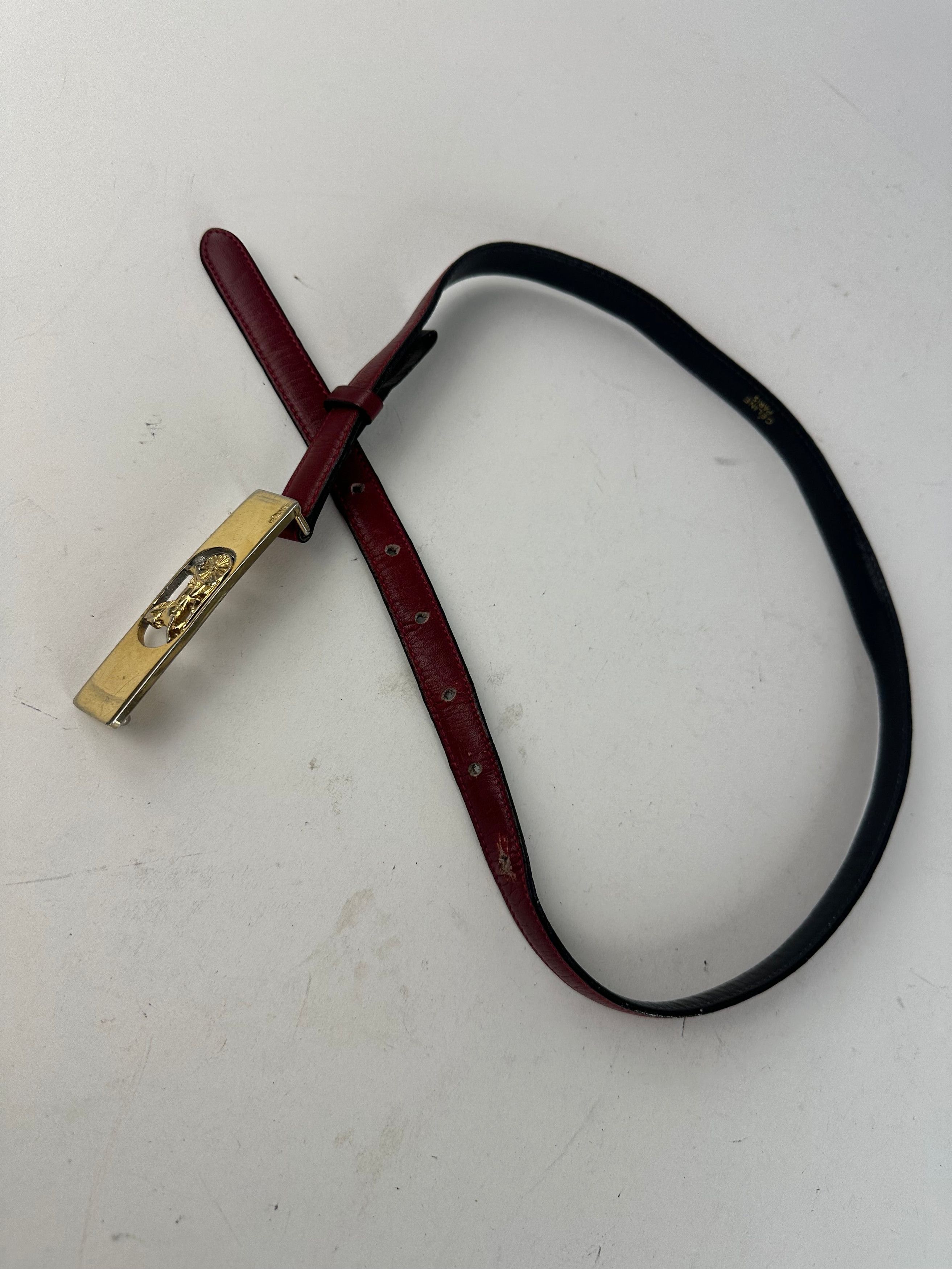 Celine Vintage Leather Belt Burgundy Size ONE SIZE - 9 Thumbnail