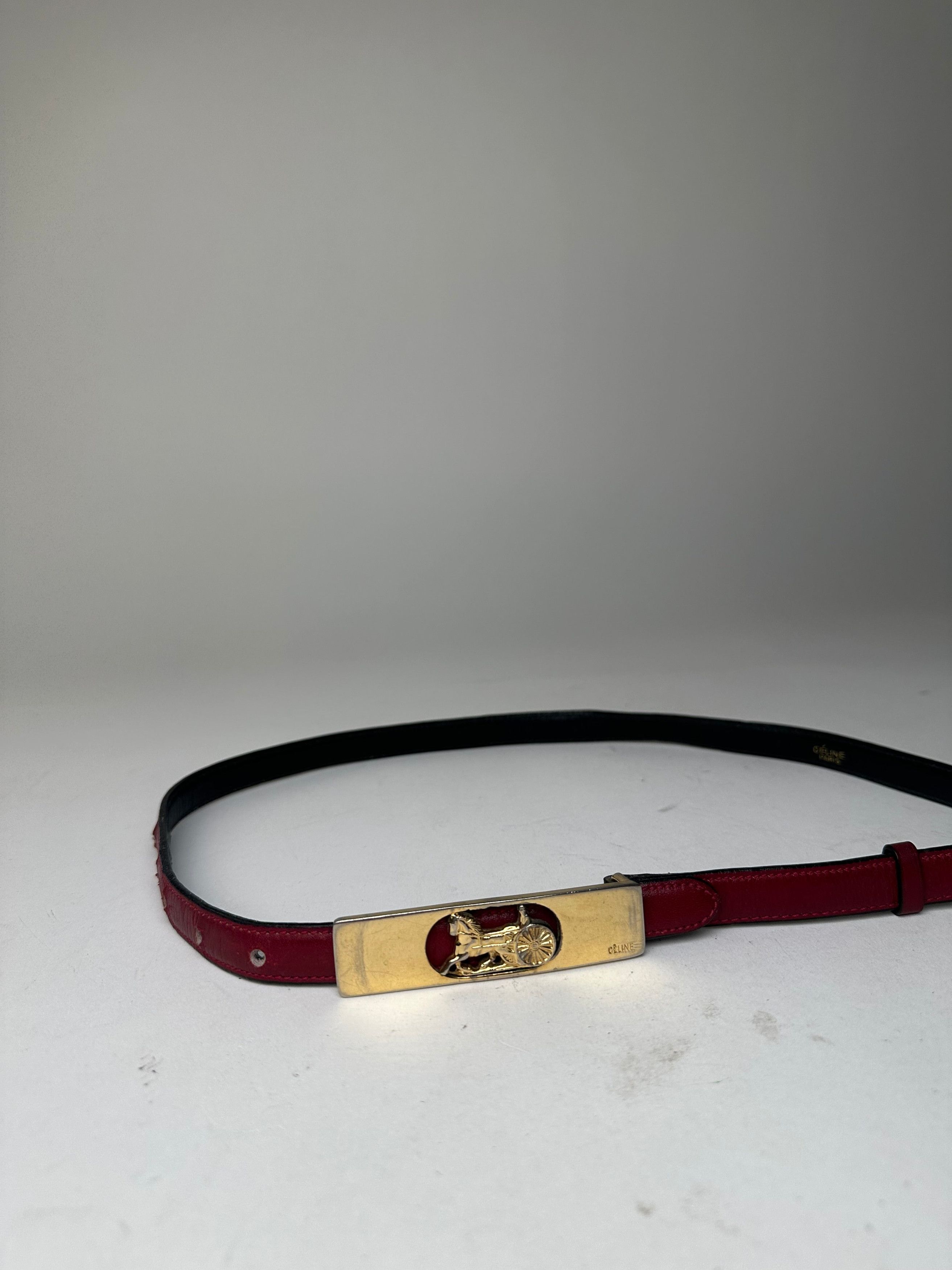 Celine Vintage Leather Belt Burgundy Size ONE SIZE - 3 Thumbnail