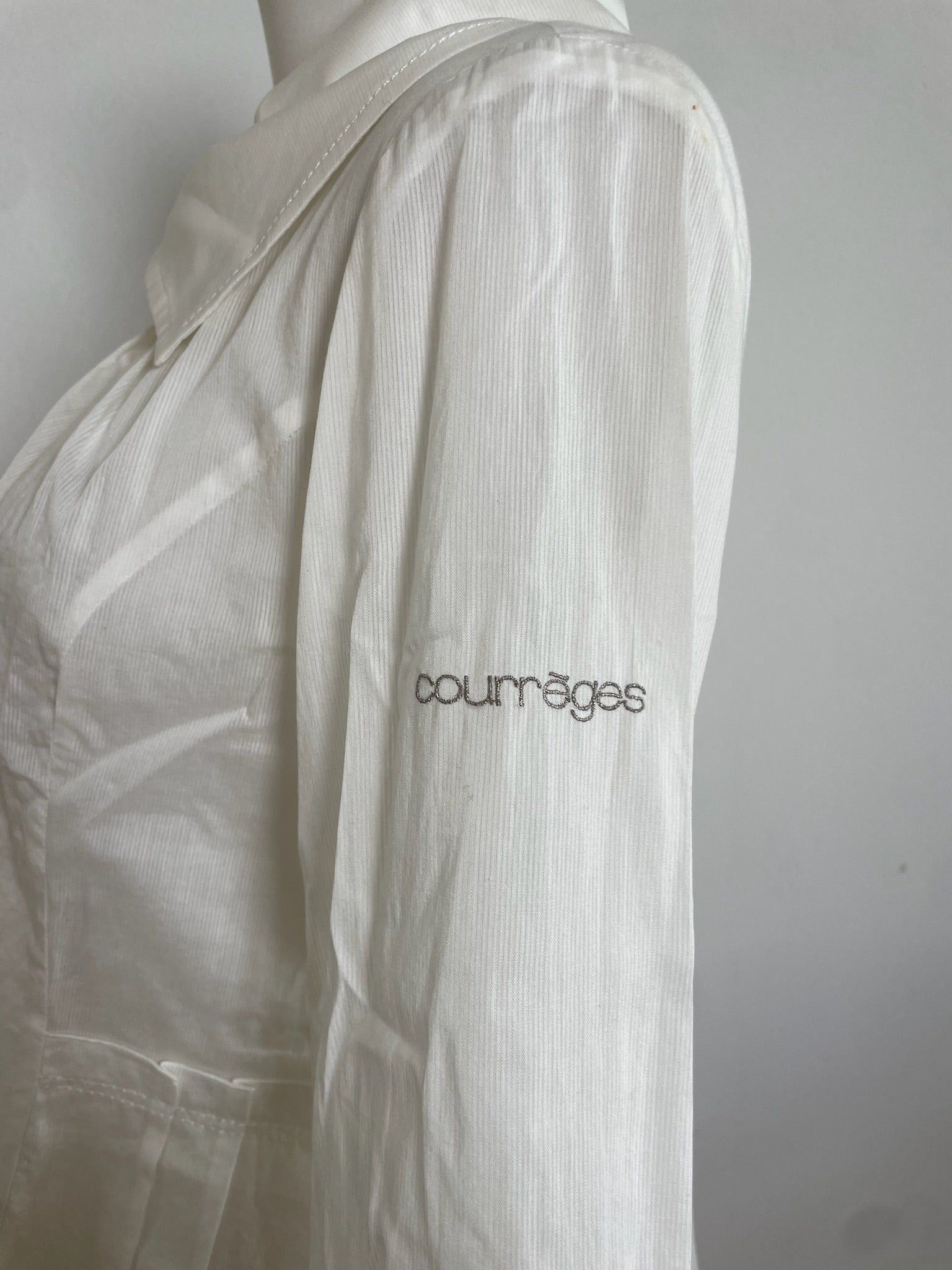 Courreges Vintage Cotton Coat White Silver Buttons Size M / US 6-8 / IT 42-44 - 4 Thumbnail