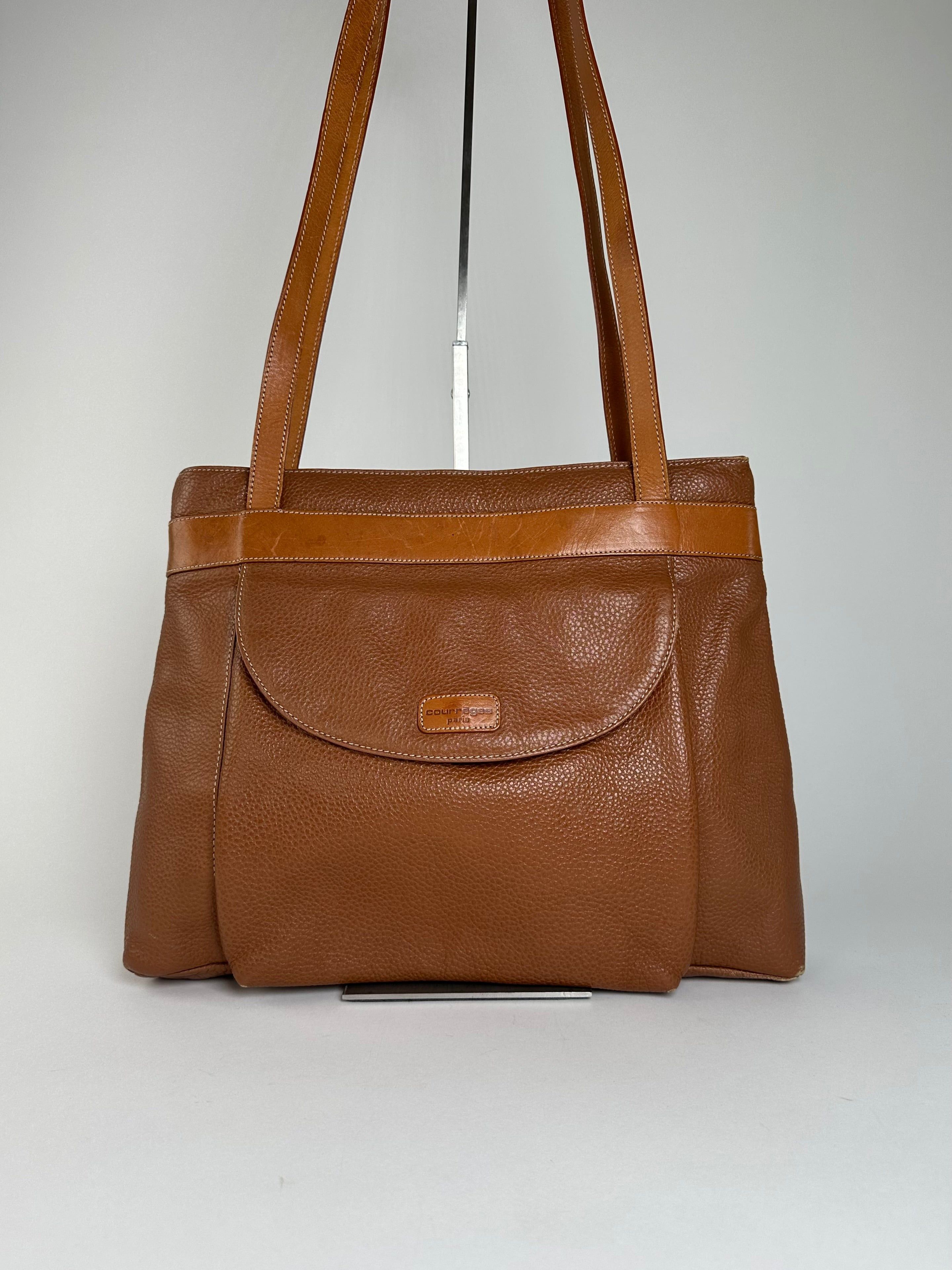 Courreges Vintage Pebbled Shoulder Bag Tan Size ONE SIZE - 11 Thumbnail