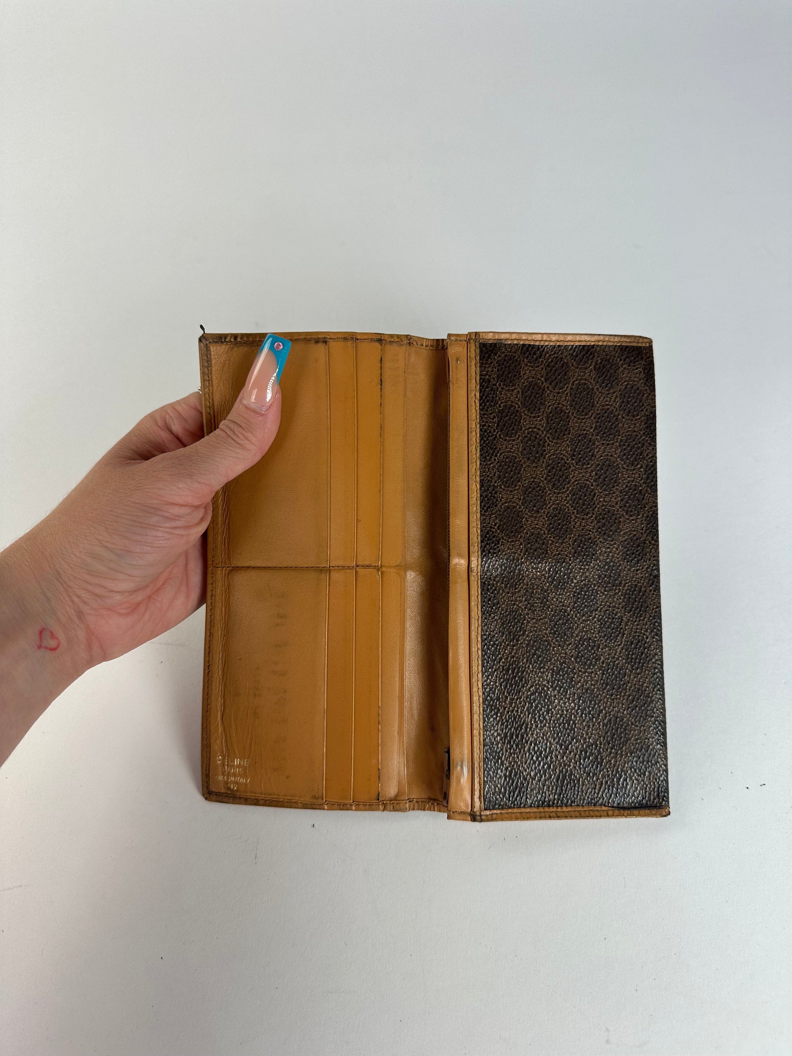 Celine Vintage Embossed Wallet Brown Size ONE SIZE - 3 Thumbnail
