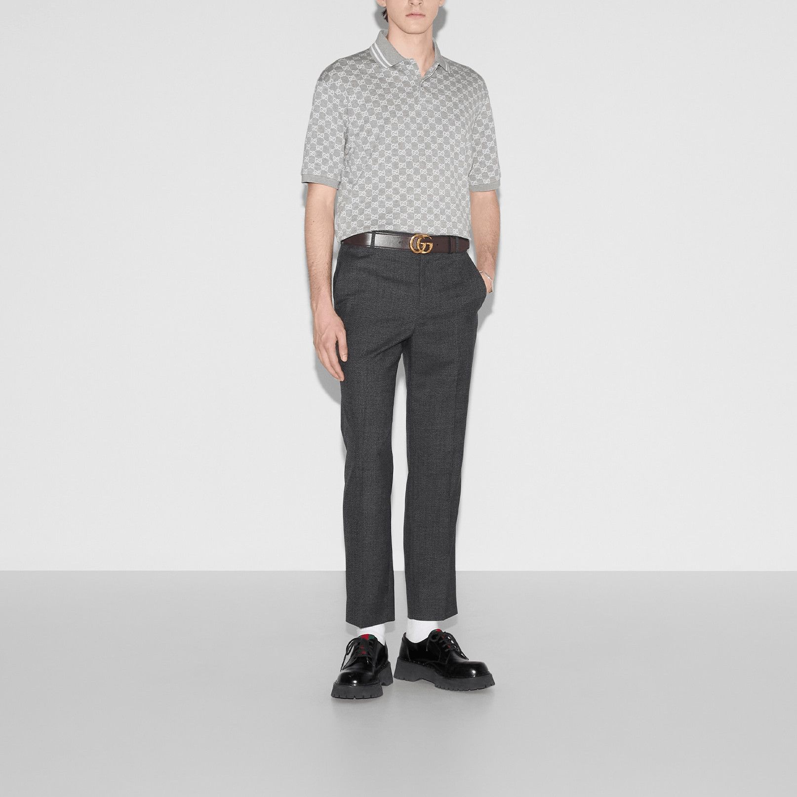 Gucci Classic GG Monogram Polo in Gray Size US L / EU 52-54 / 3 - 7 Thumbnail