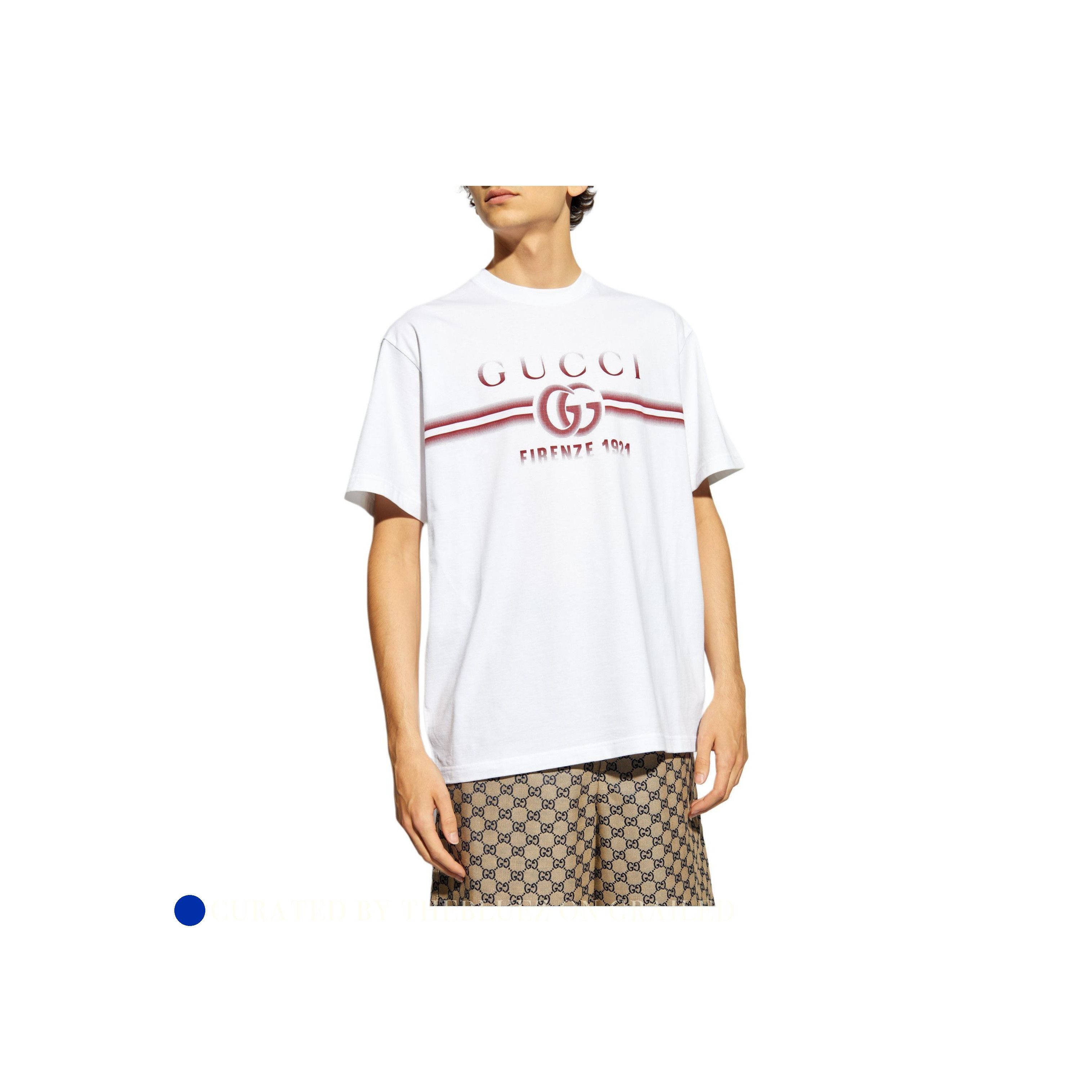 Gucci Firenze 1921 Logo T-Shirt in White Size US L / EU 52-54 / 3 - 7 Thumbnail