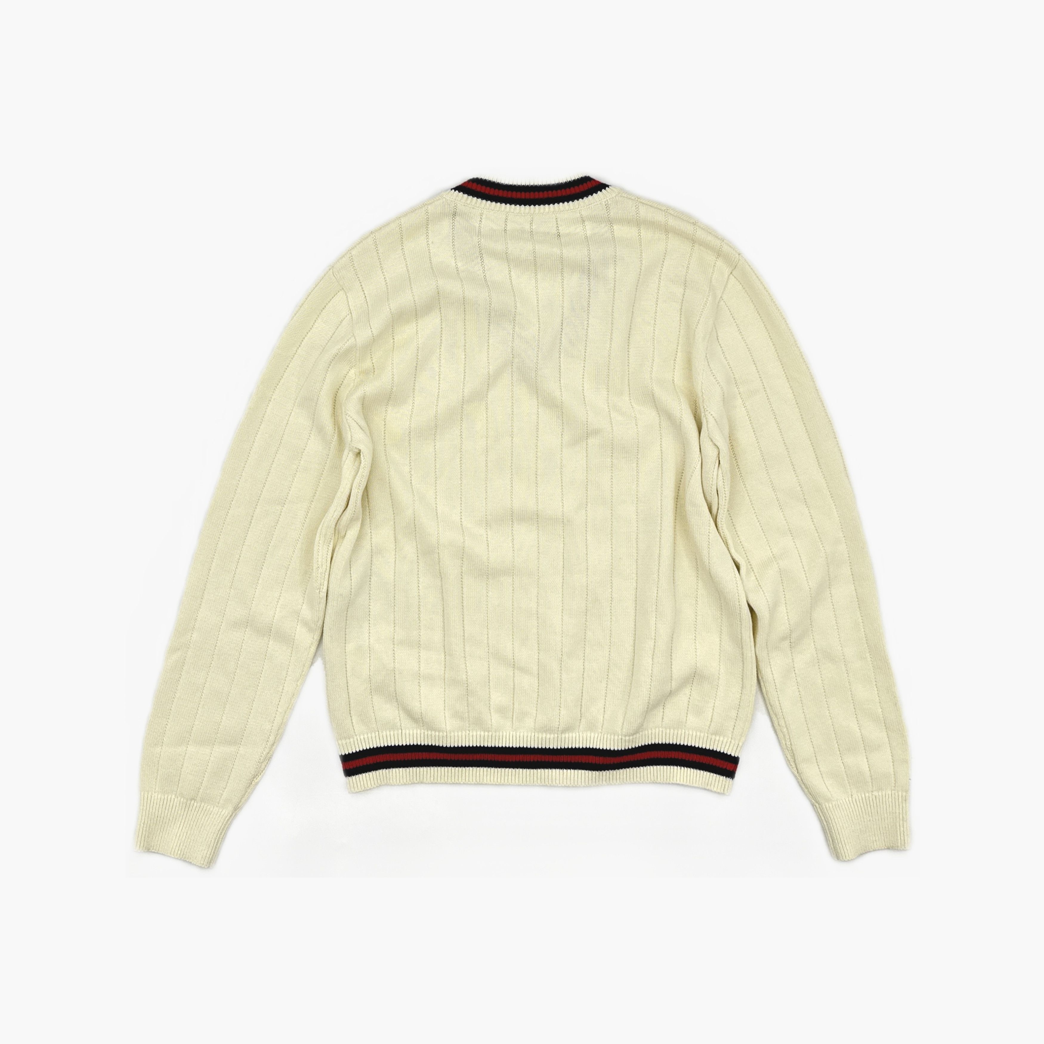 Gucci Beige V-Neck Sweater with Striped Trim Size US S / EU 44-46 / 1 - 2 Thumbnail