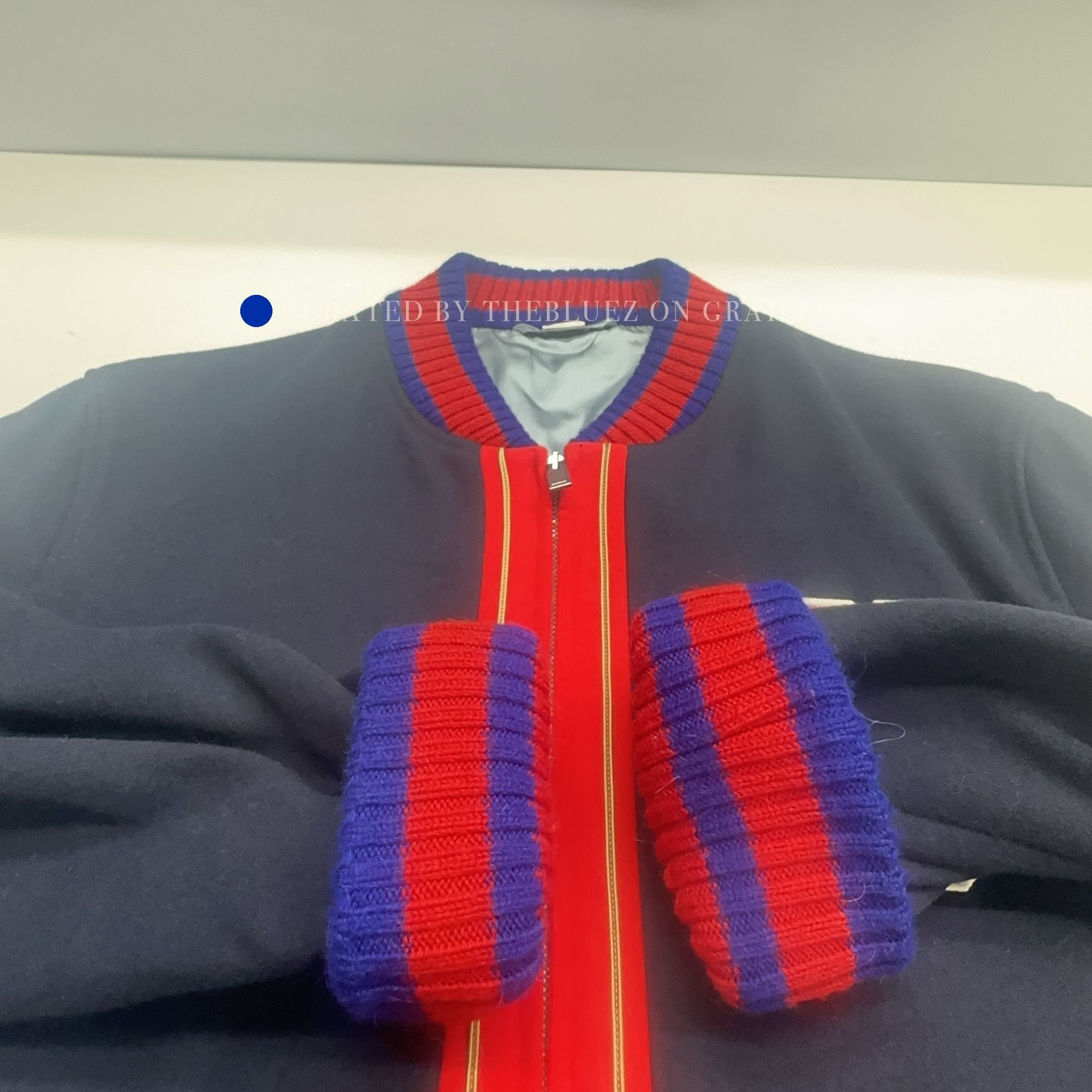 Gucci Stylish Blue Bomber Jacket in Size L Size US L / EU 52-54 / 3 - 8 Thumbnail