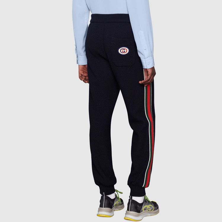 Gucci Cozy Blue Knit Sweatpants with Web Stripes Size US 28 / EU 44 - 8 Thumbnail