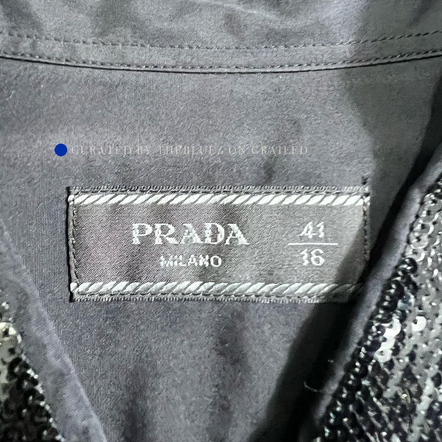Prada Black Sequin Collar Button Up Shirt Size US L / EU 52-54 / 3 - 3 Thumbnail