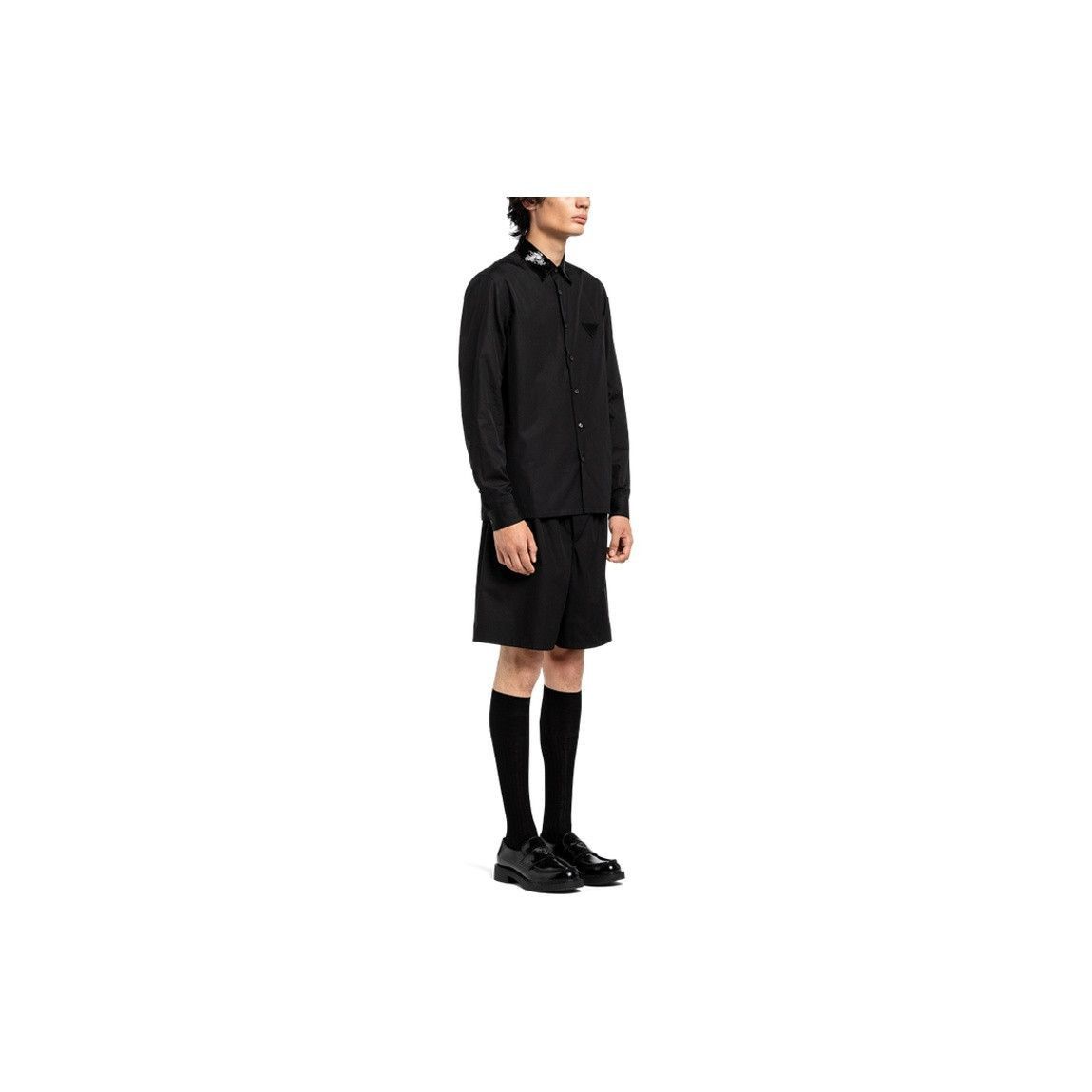 Prada Black Sequin Collar Button Up Shirt Size US L / EU 52-54 / 3 - 10 Thumbnail