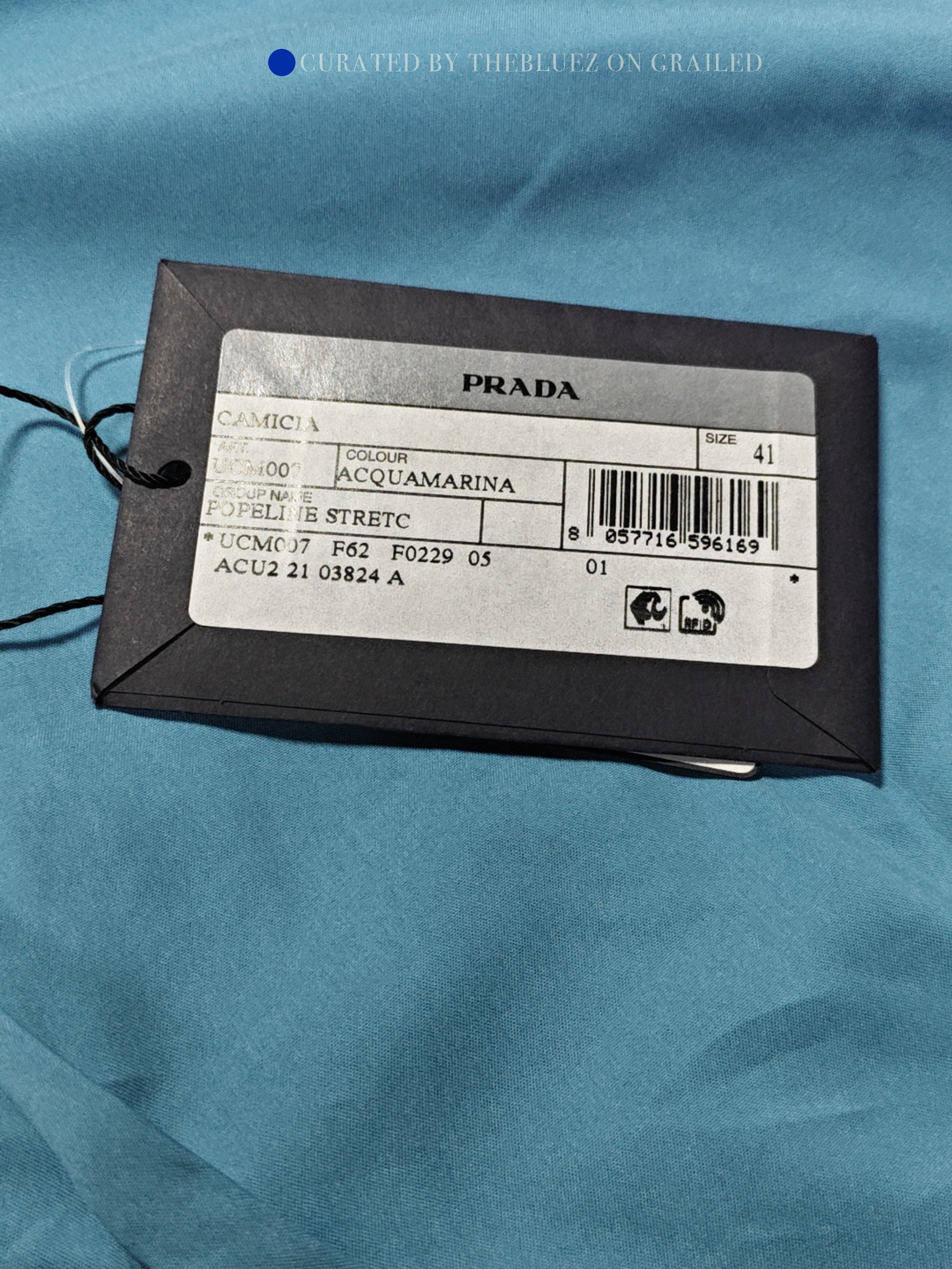 Prada Aquamarine Popeline Button-Up Shirt Size US L / EU 52-54 / 3 - 4 Thumbnail