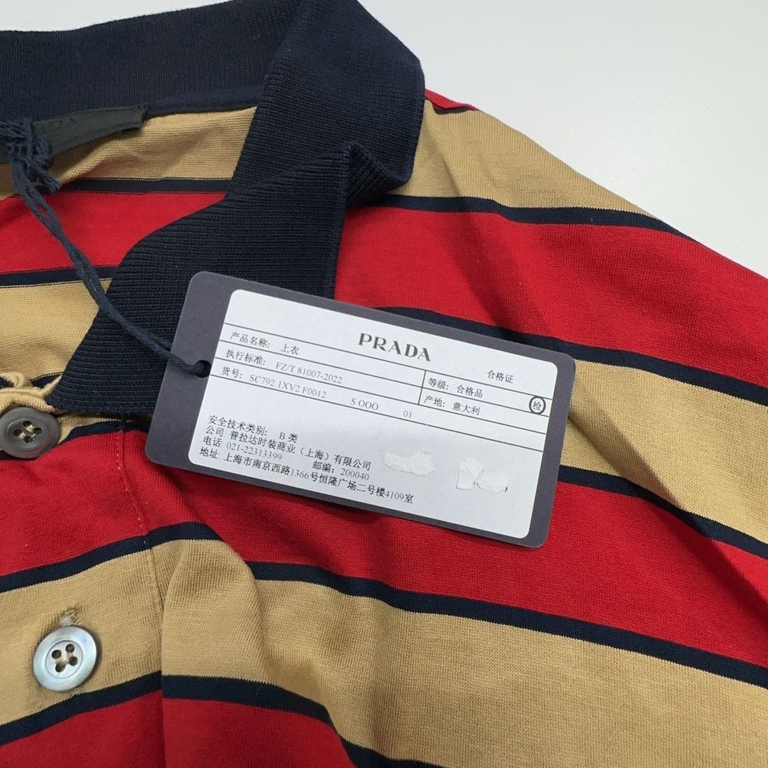 Prada Striped Logo Polo in Size XXL Size US XXL / EU 58 / 5 - 3 Thumbnail