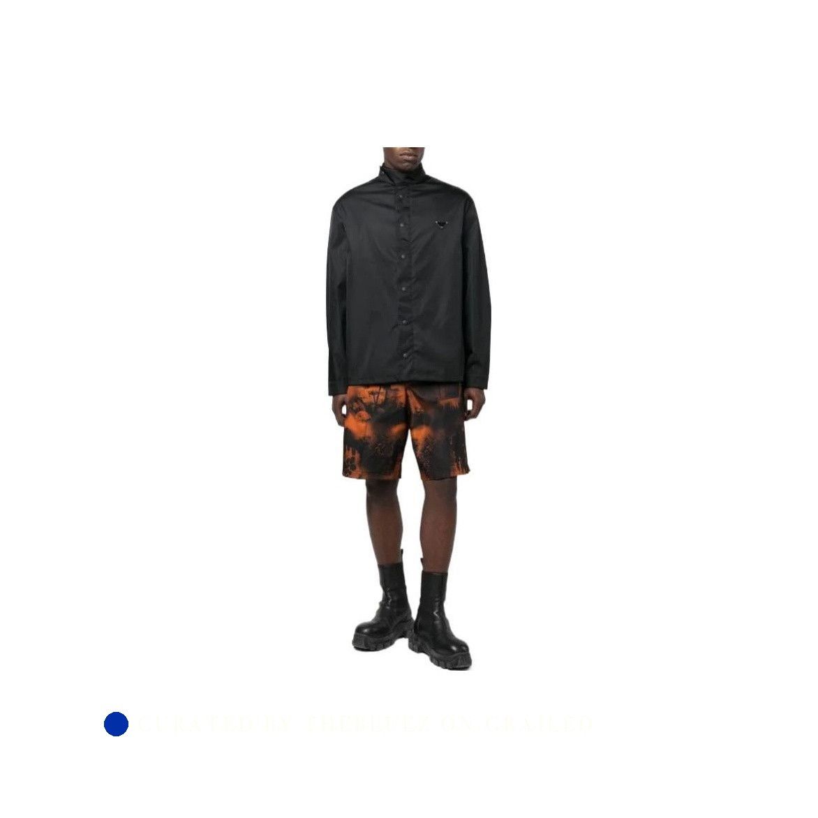 Prada High Collar Black Button-Up Shirt Size US M / EU 48-50 / 2 - 7 Thumbnail
