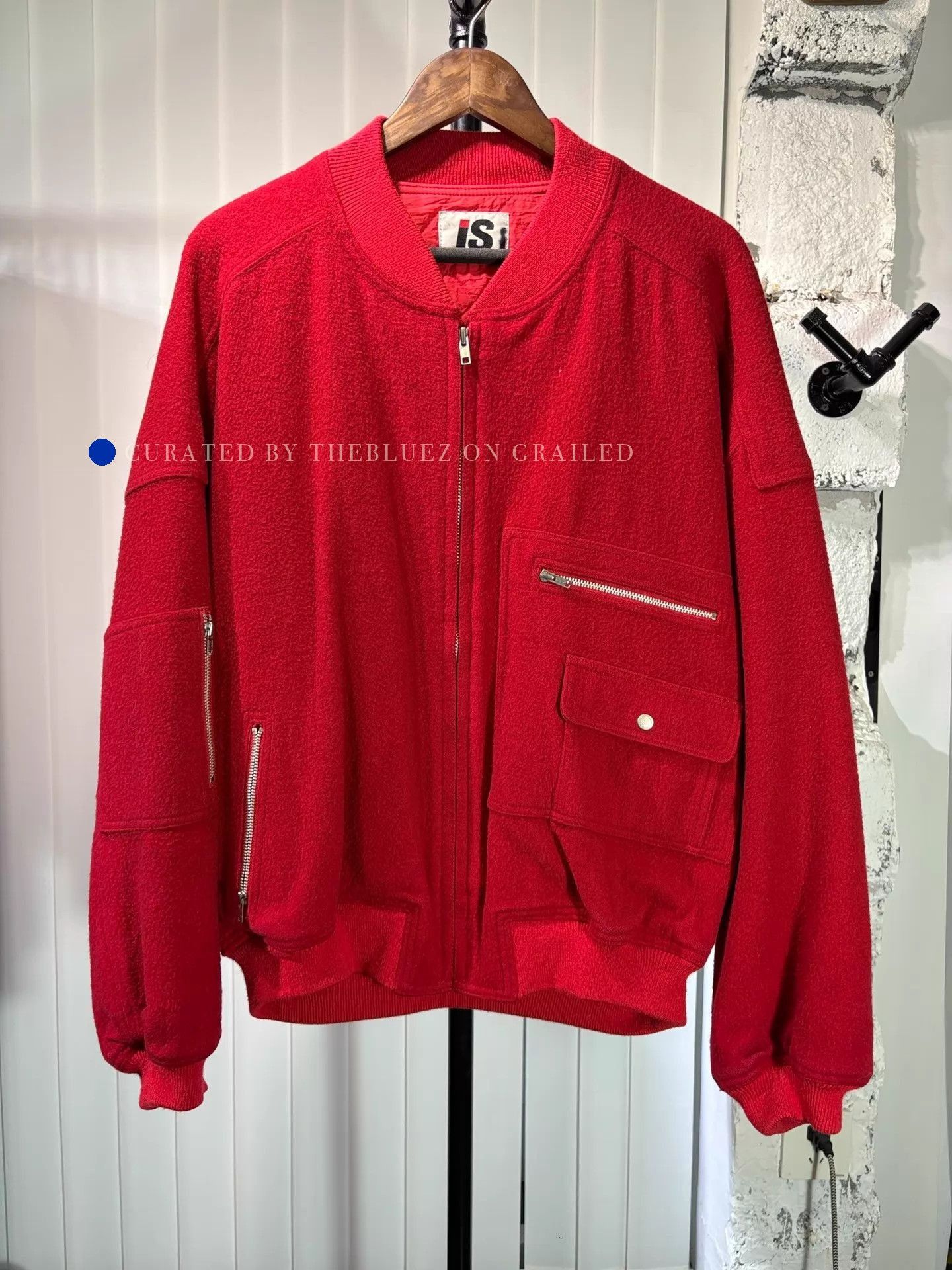 Issey Miyake Vintage 80s Wool Bomber Jacket Size US L / EU 52-54 / 3 - 2 Thumbnail