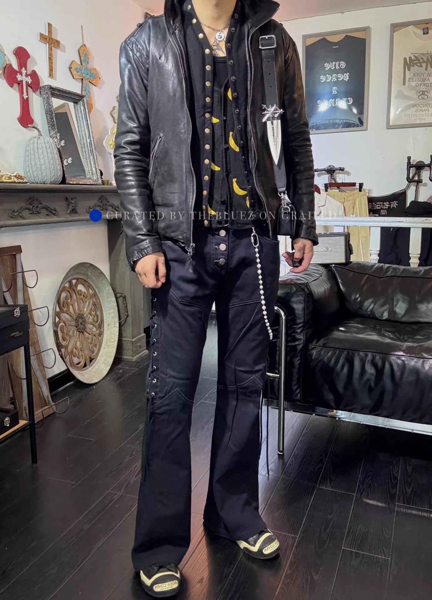 Katharine Hamnett London Vintage Black Sheepskin Jacket with Epaulettes Size US L / EU 52-54 / 3 - 5 Thumbnail