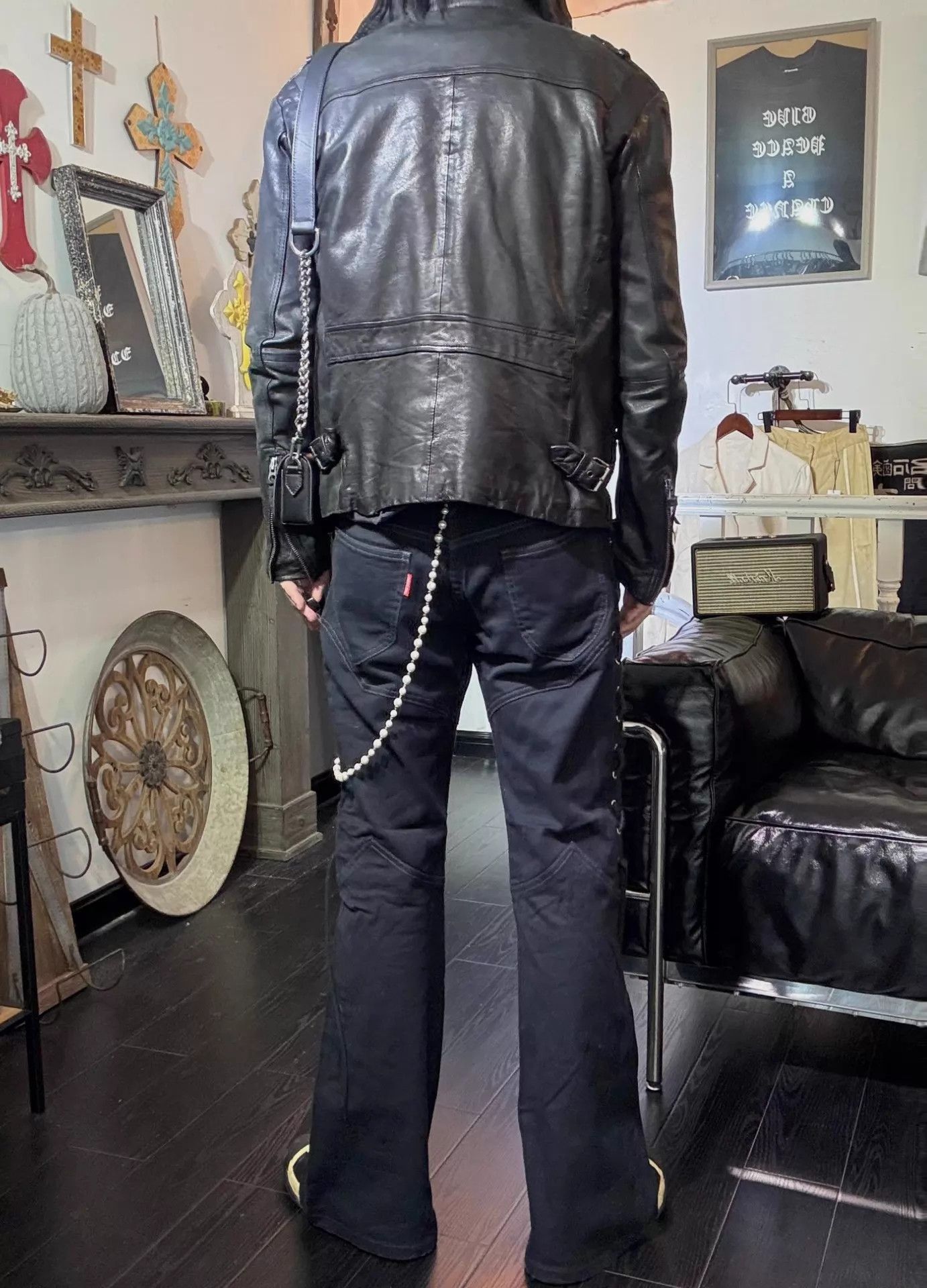 Katharine Hamnett London Vintage Black Sheepskin Jacket with Epaulettes Size US L / EU 52-54 / 3 - 6 Thumbnail