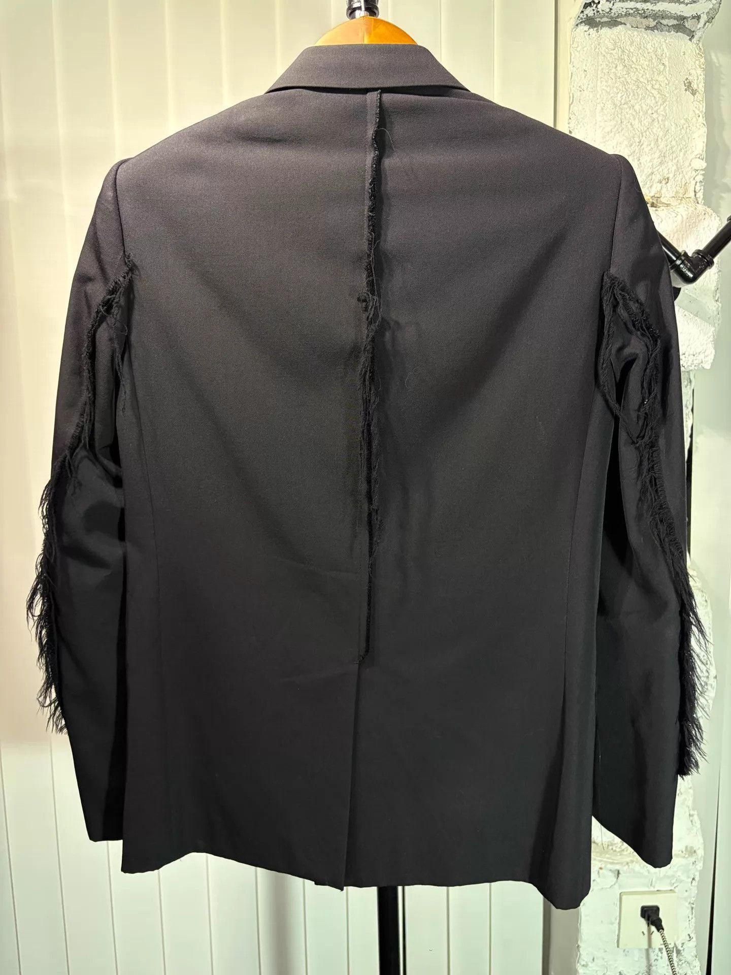 Number (N)ine Distressed Black Blazer with Shoulder Pads Size US M / EU 48-50 / 2 - 2 Thumbnail