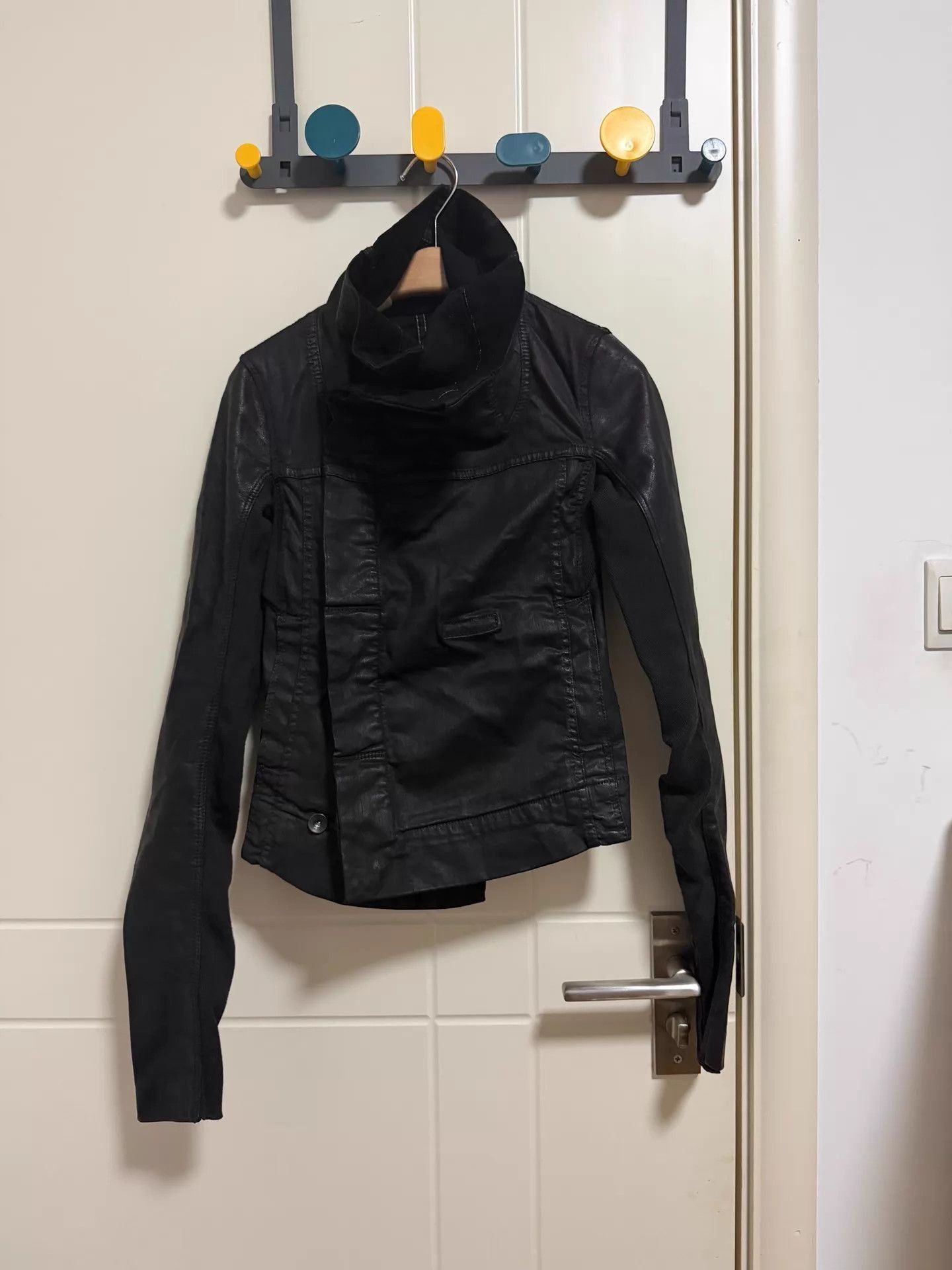 Rick Owens Slim Fit Black Denim and Cowhide Jacket Size US XS / EU 42 / 0 - 3 Thumbnail