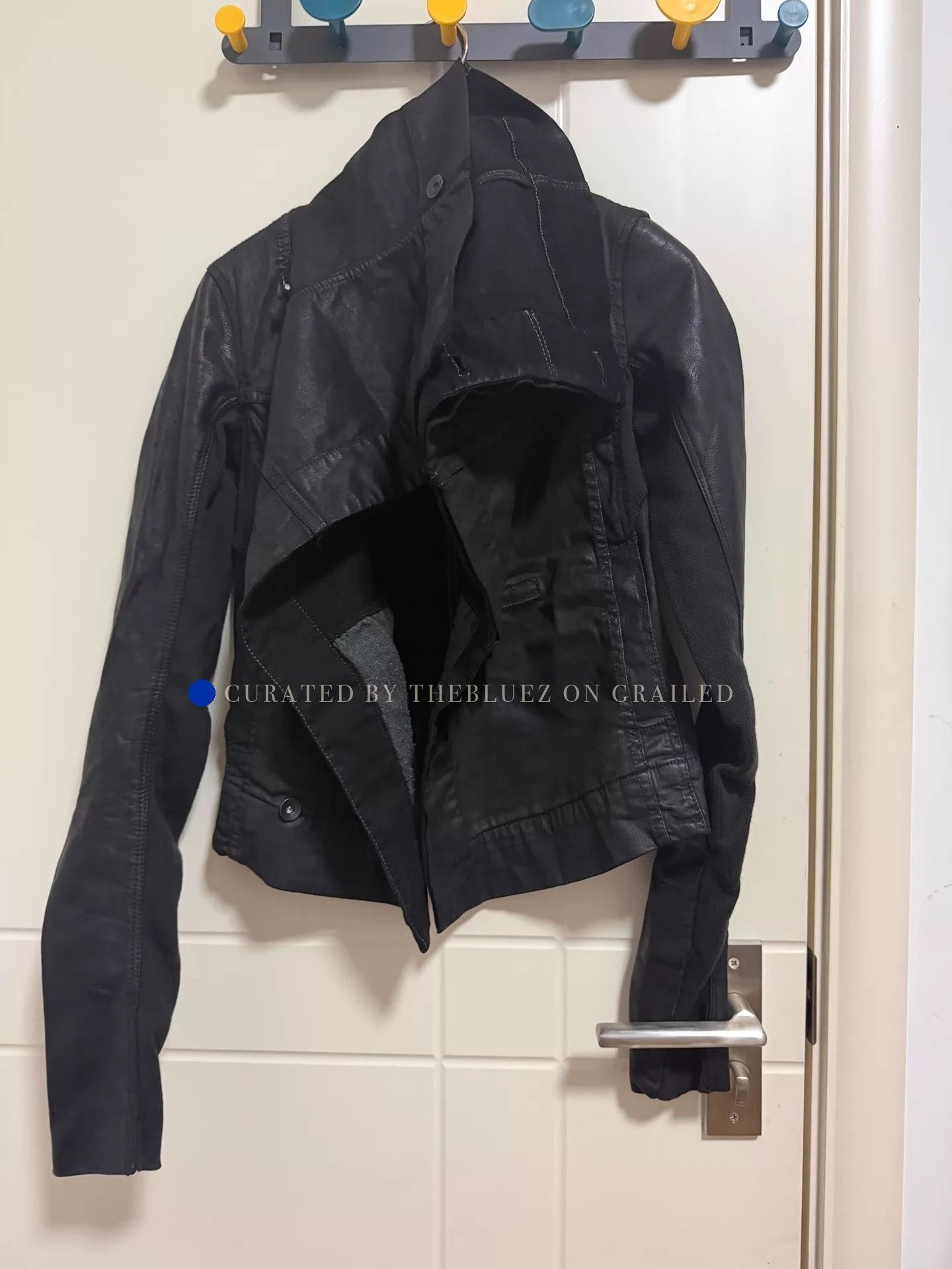 Rick Owens Slim Fit Black Denim and Cowhide Jacket Size US XS / EU 42 / 0 - 5 Thumbnail