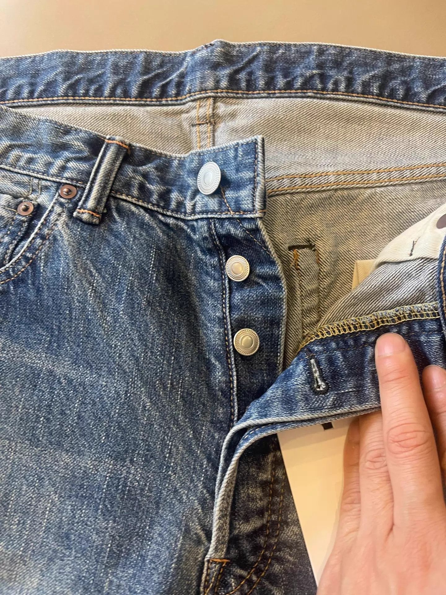 A.PRESSE Washed Tapered Denim Pants in Blue Size US 34 / EU 50 - 4 Thumbnail