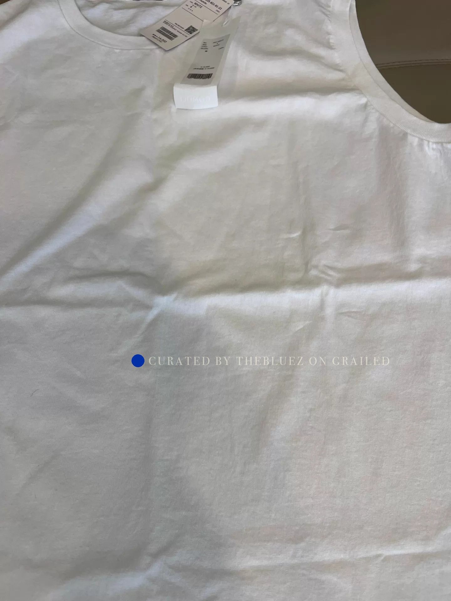 Comoli Classic White Pleated Cotton Tank Top Size US XL / EU 56 / 4 - 6 Thumbnail