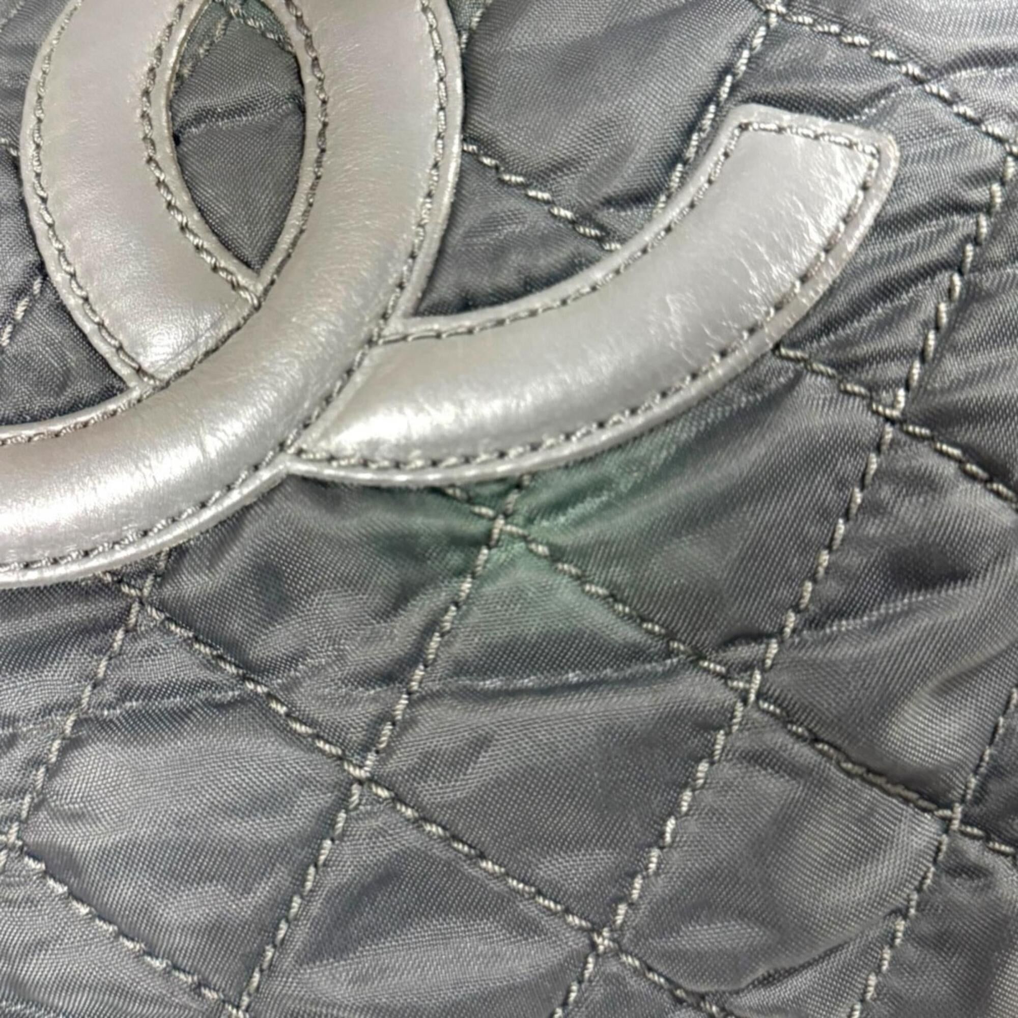 Chanel Chanel Paris New York Line Coco Mark Tote Bag, Nylon A33100, Gray, Women's CHANEL Size ONE SIZE - 12 Thumbnail