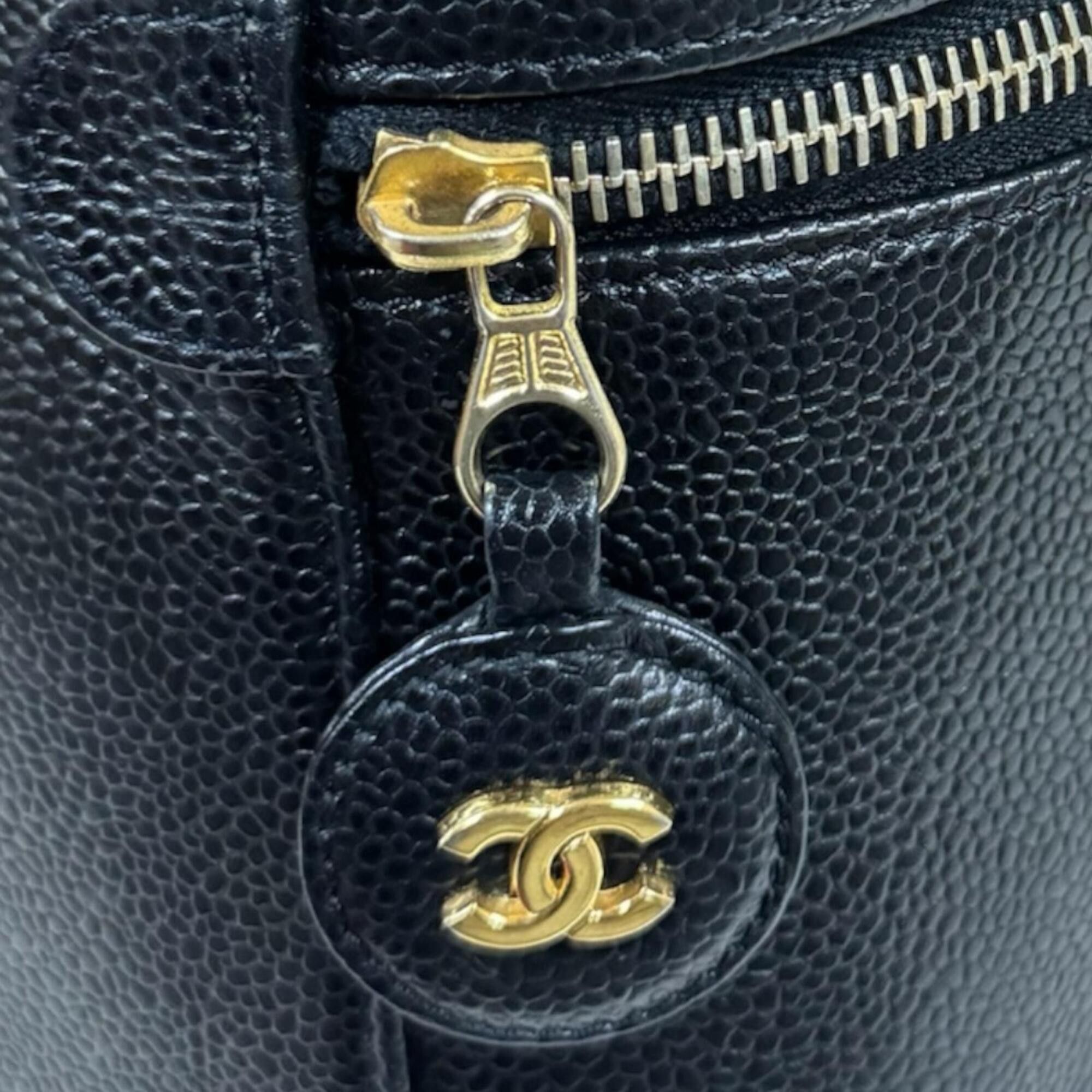 Chanel Chanel Vertical Vanity Case with Coco Mark Handbag, Caviar Skin, A01998, Black, Women's CHANEL Size ONE SIZE - 17 Thumbnail