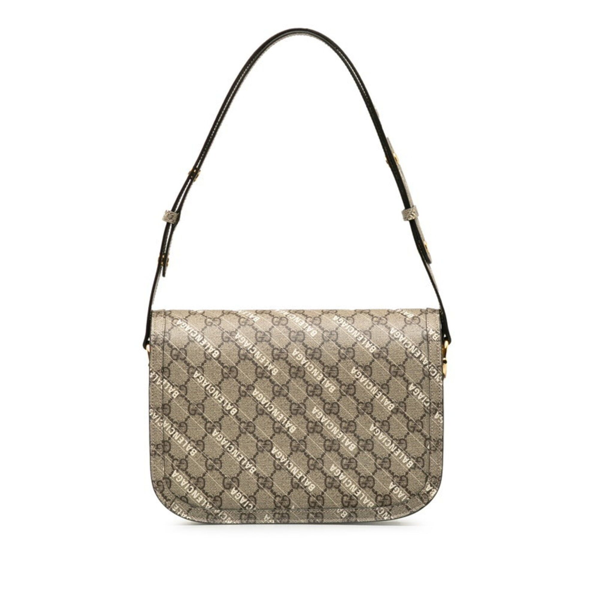Gucci Gucci x Balenciaga Hacker Project GG Supreme Horsebit Shoulder Bag One 602204 Beige Leather Women's GUCCI Size ONE SIZE - 3 Thumbnail