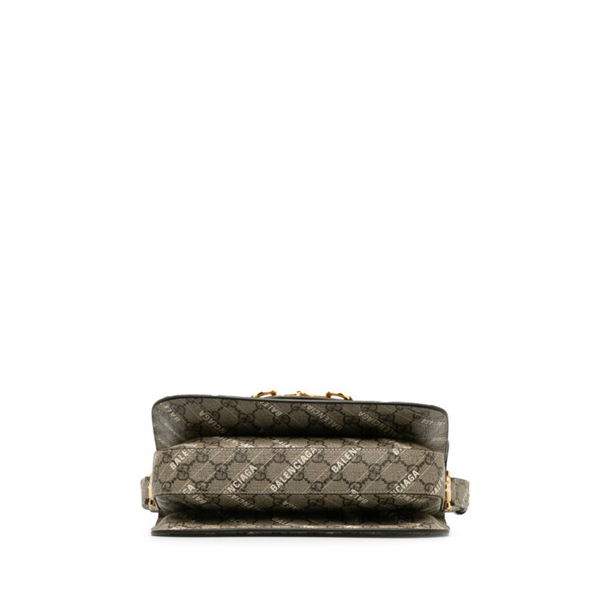 Gucci Gucci x Balenciaga Hacker Project GG Supreme Horsebit Shoulder Bag One 602204 Beige Leather Women's GUCCI Size ONE SIZE - 4 Thumbnail