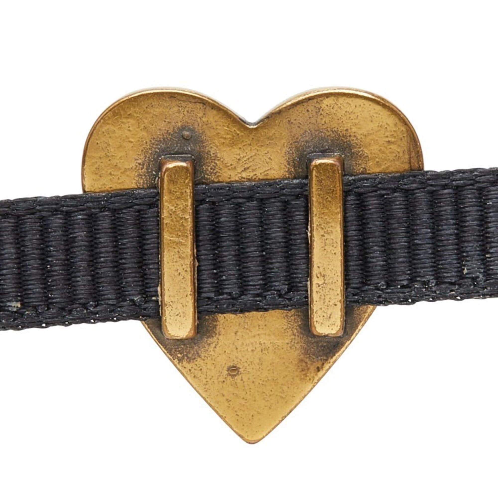 Dior Christian Dior Dior Logo Heart Grosgrain Ribbon Choker Black Gold Metal Women's Size ONE SIZE - 5 Thumbnail