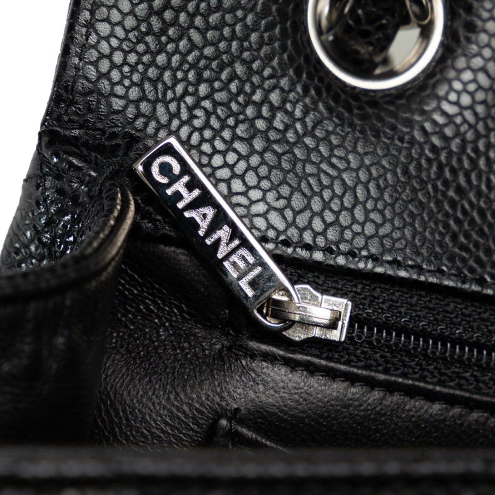 Chanel Chanel Matelassé Coco Mark Chain Shoulder Bag, Black, Silver Hardware, Caviar Leather, Women's. Size ONE SIZE - 10 Thumbnail