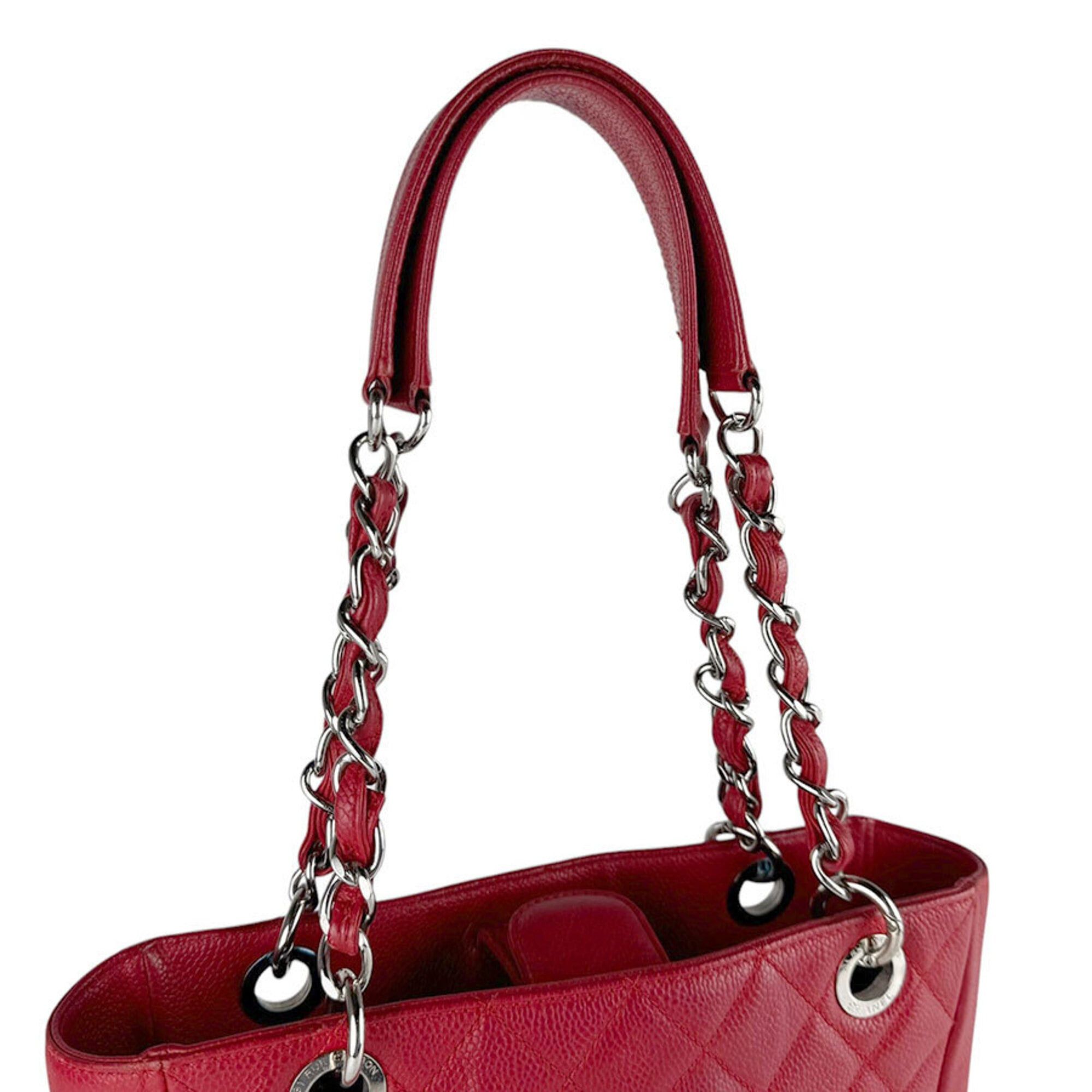 Chanel Chanel Handbag PST Caviar Leather Red Women's z9798 Size ONE SIZE - 10 Thumbnail
