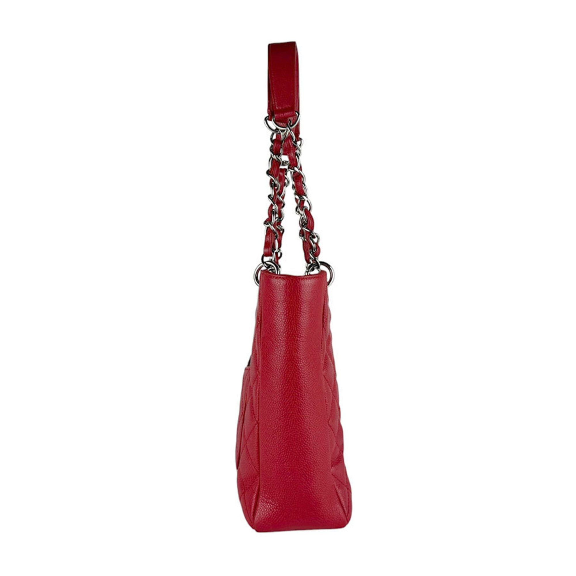 Chanel Chanel Handbag PST Caviar Leather Red Women's z9798 Size ONE SIZE - 2 Thumbnail